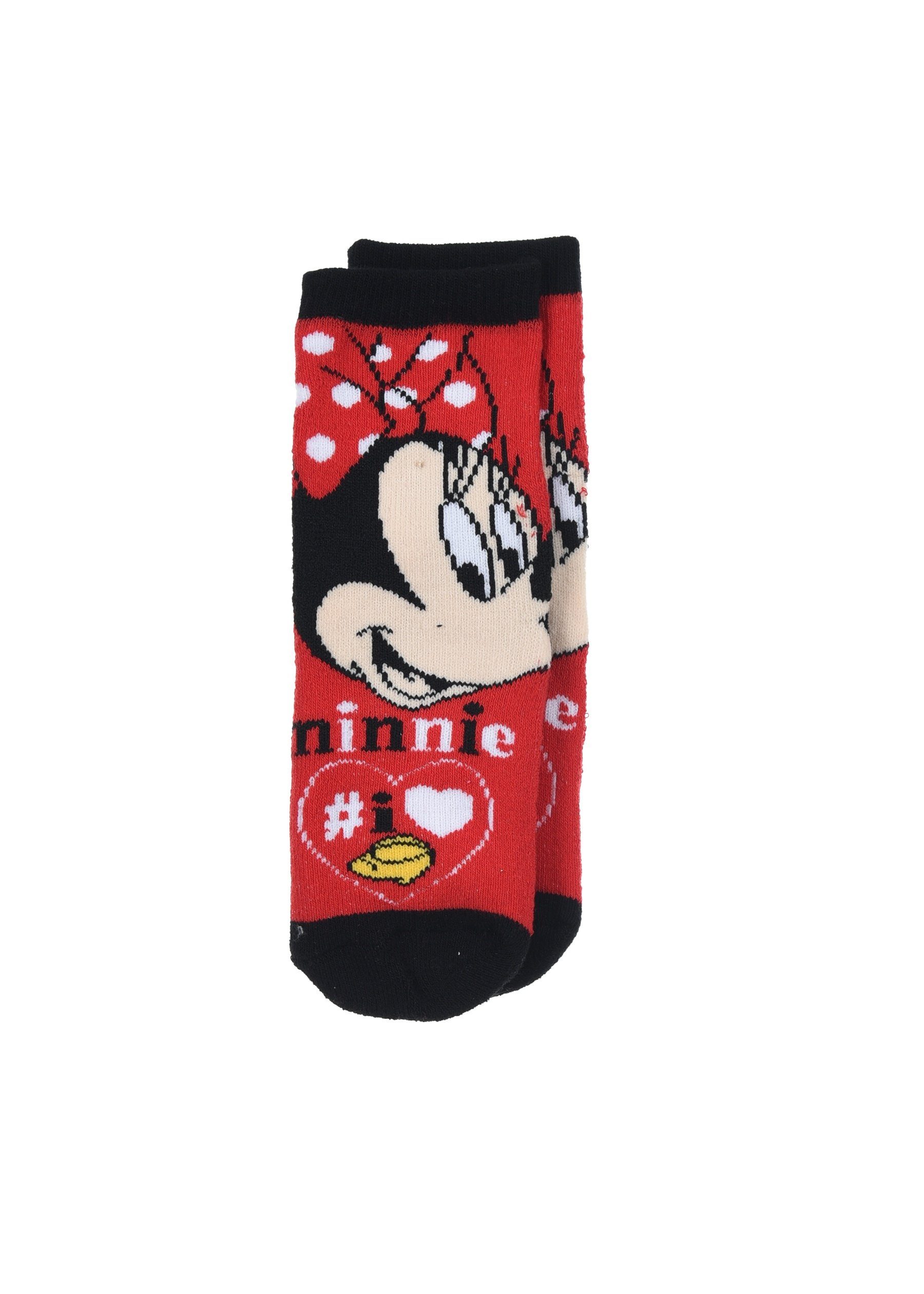 Disney Minnie Mouse Mädchen Strümpfe mit Gummi-Noppen (2-Paar) ABS-Socken Kinder Socken