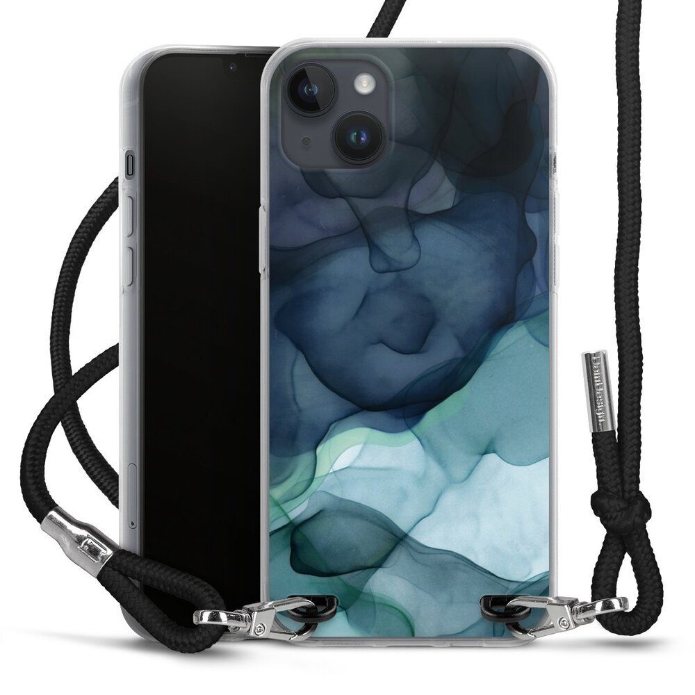 DeinDesign Handyhülle Wasserfarbe Textur Muster Liquid Art Twilight Mood, Apple iPhone 15 Plus Handykette Hülle mit Band Case zum Umhängen