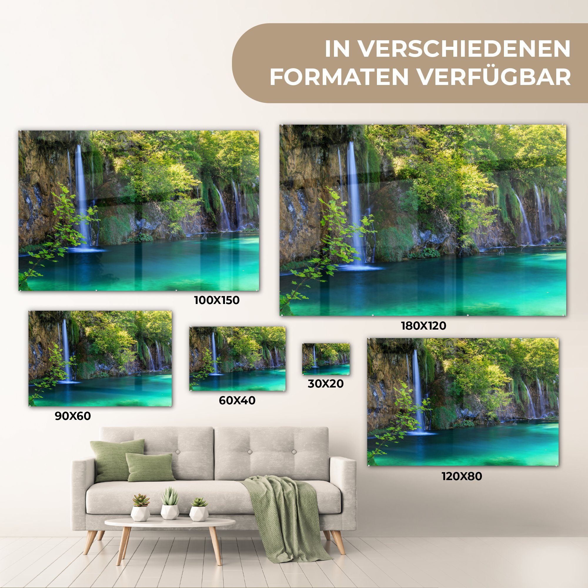 Acrylglasbilder Der Seen & Nationalpark Plitvicer St), in (1 Wohnzimmer Kroatien, Schlafzimmer Acrylglasbild MuchoWow