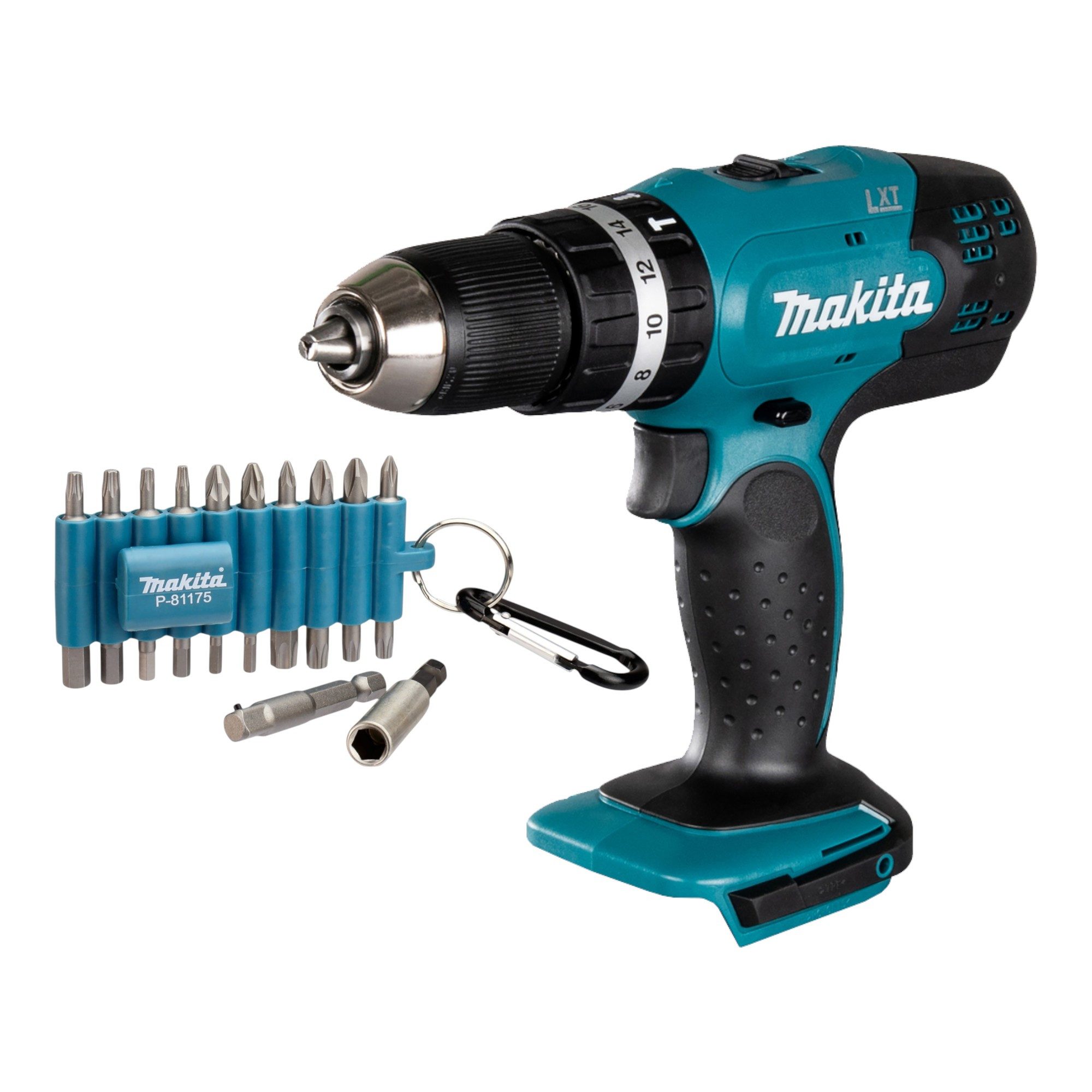 Makita Schlagbohrmaschine DHP 453 Z 18 V 42 Nm + 22 tlg. Bit Set - ohne Akku, ohne Ladegerät