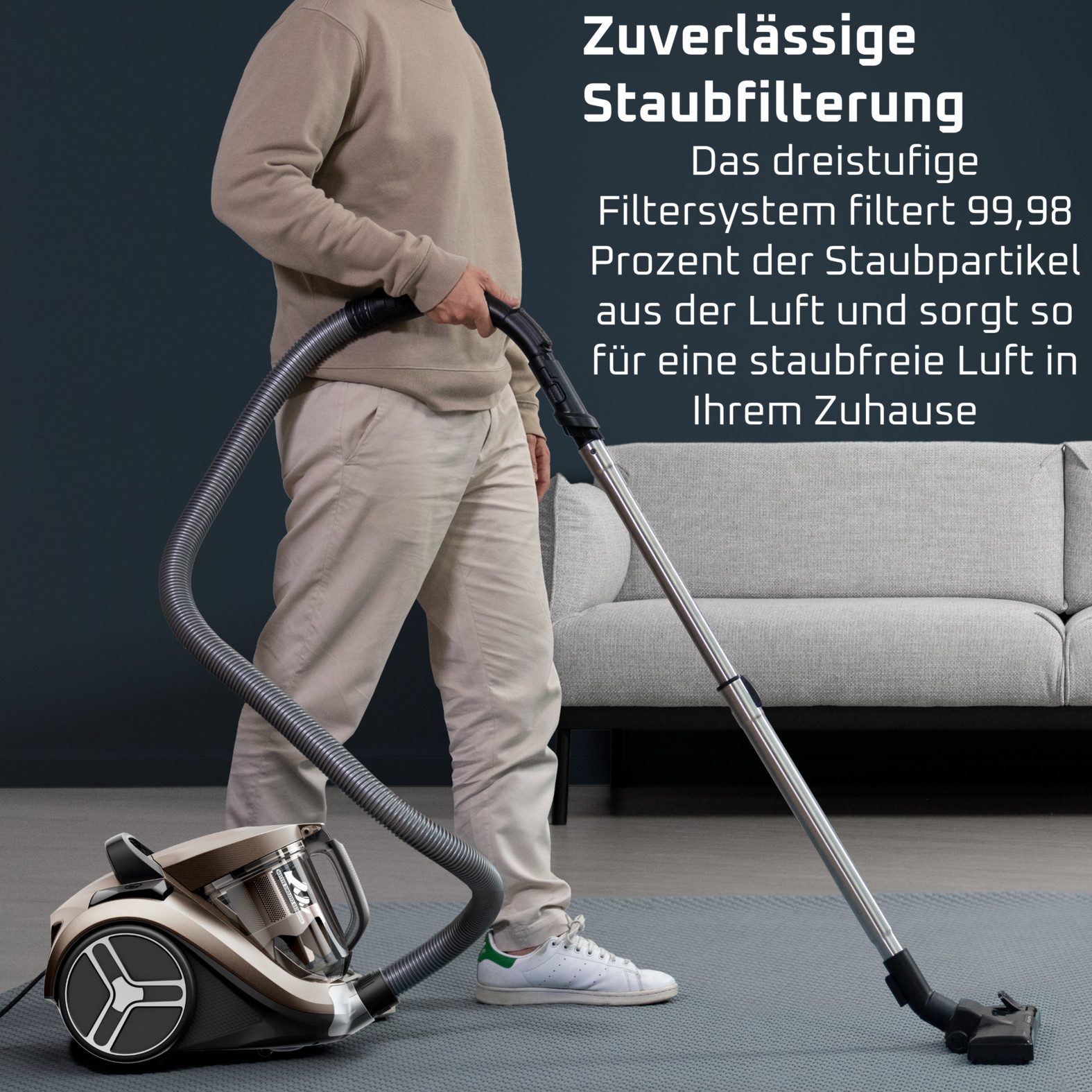 Rowenta Bodenstaubsauger RO4B50 Compact Power XXL Animal, 900 W, beutellos, hohe Saugleistung, leicht & kompakt, Staubbehältervolumen 2,5 Liter