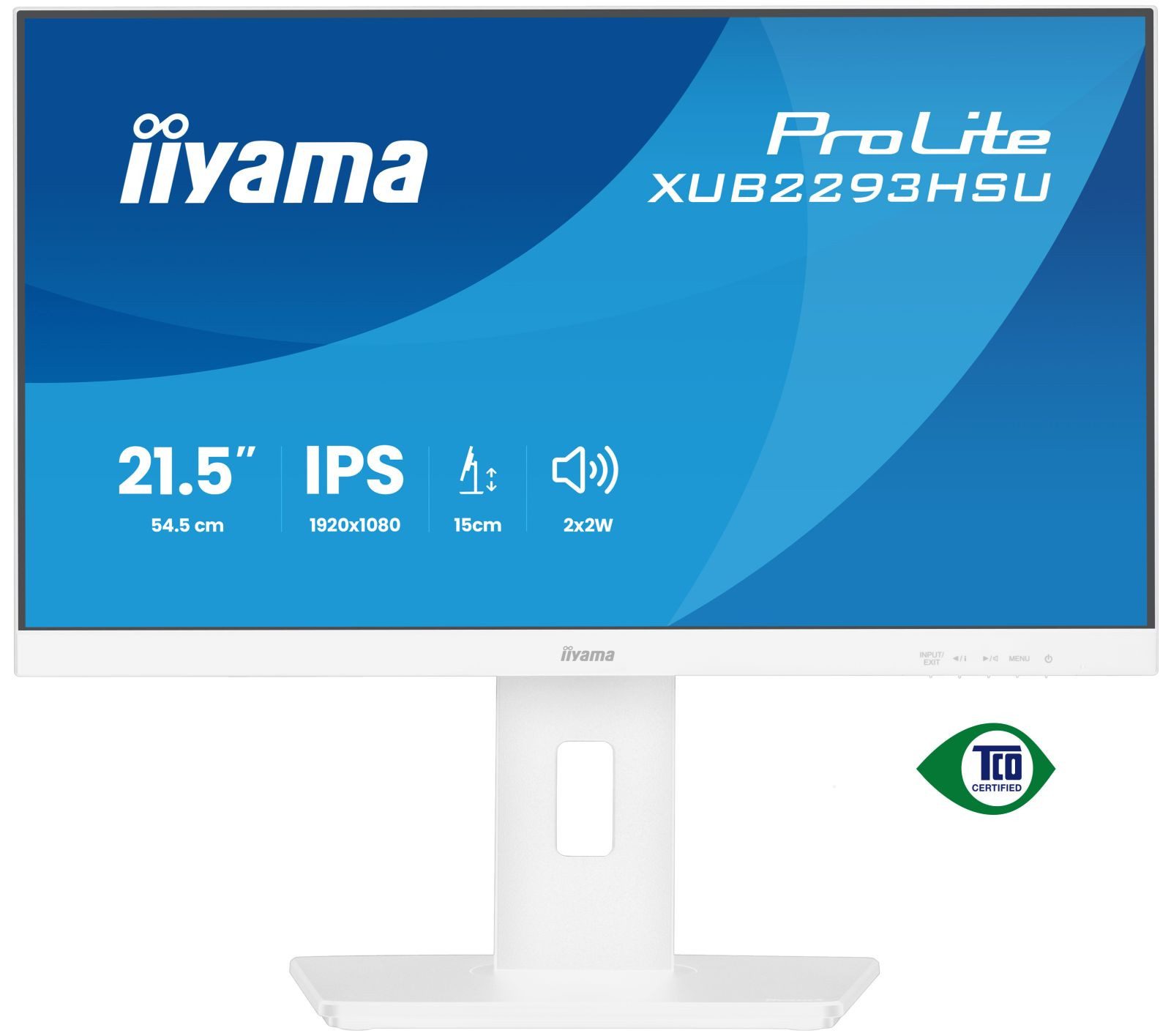 Iiyama 54.5cm (21,5) XUB2293HSU-W7 16:9 HDMI+DP+2xUSB TFT-Monitor (1920 x 1080 px, Full HD, 1 ms Reaktionszeit, 100 Hz, IPS, Adaptive-Sync, Lautsprecher, HDCP, Pivot, Höhenverstellbar)