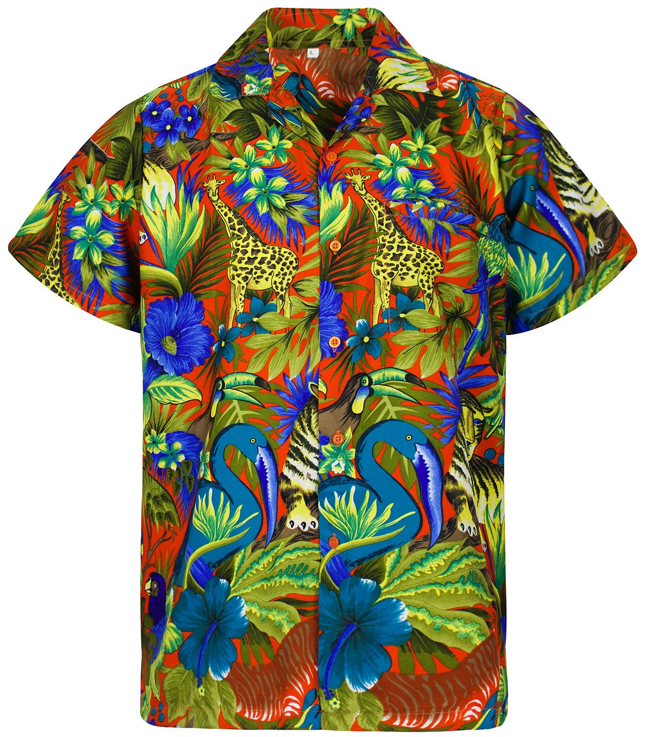 King Kameha Hawaiihemd Jungle Funky Hawaii-Hemd Herren Kurzarm Front-Tasche günstig online kaufen