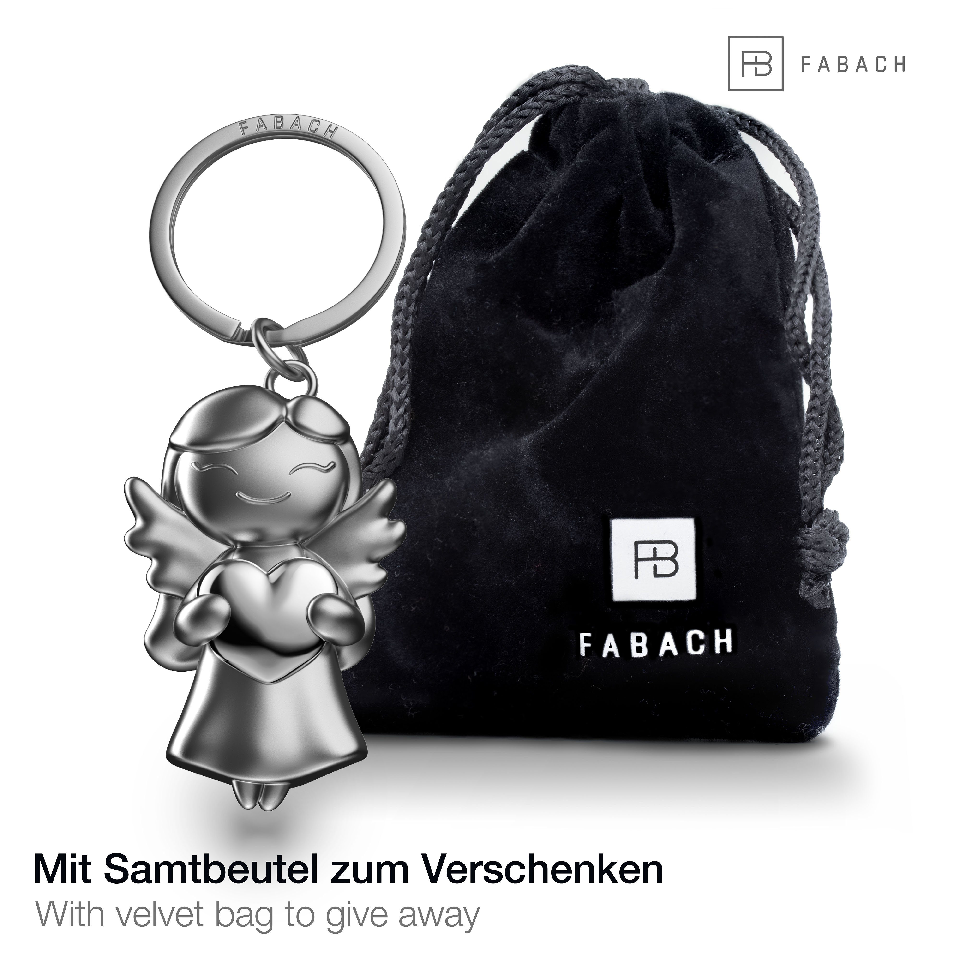 Silber "Star" Schutzengel Liebe mit Schlüsselanhänger Glücksbringer FABACH Herz Geschenk -