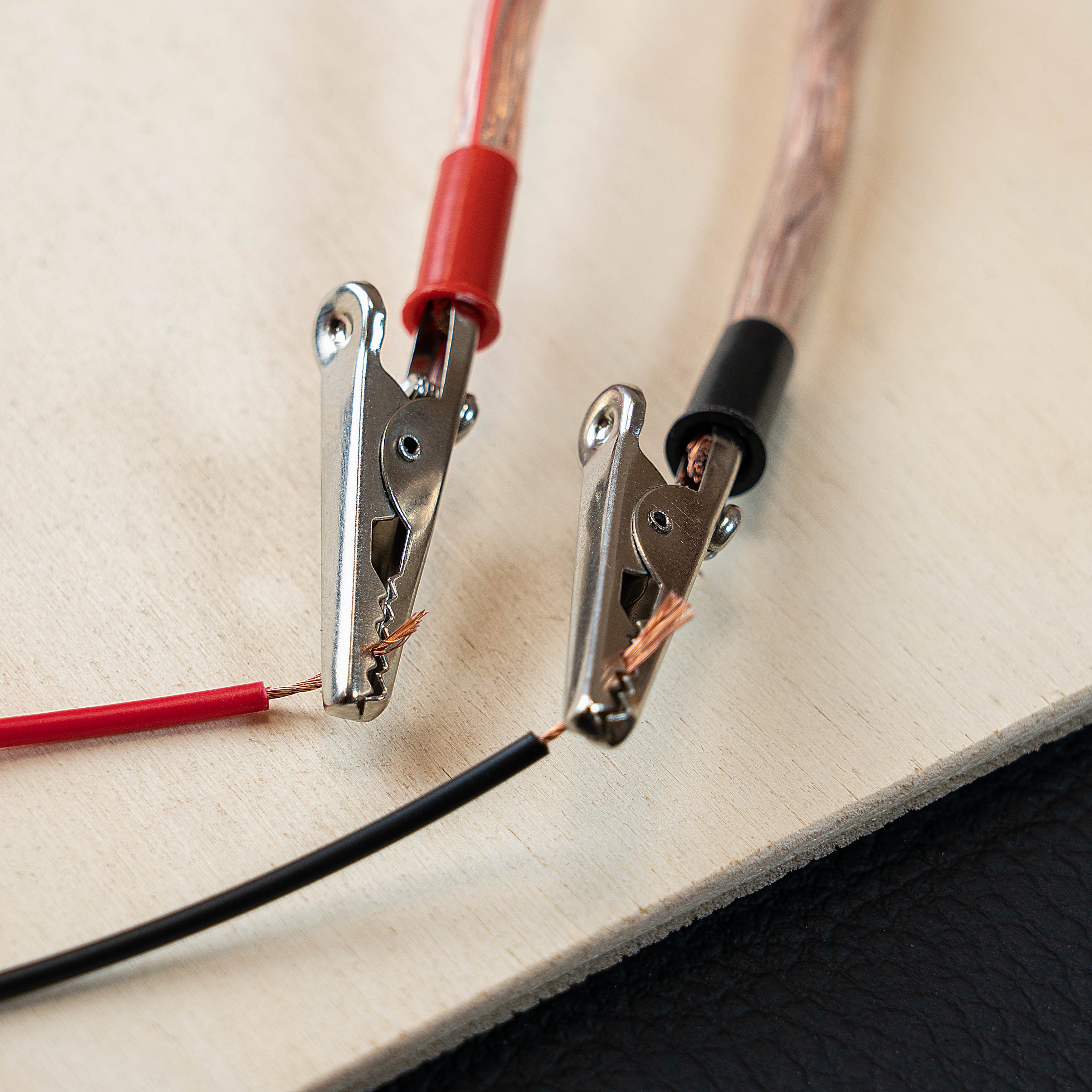 Poppstar Klemmen Kabeln aus Länge schwarz-rot, Metall das (elektrischen (10-St), für 5 Leitern) mit cm, Kunststoffgriff Krokodilklemmen von Verbinden