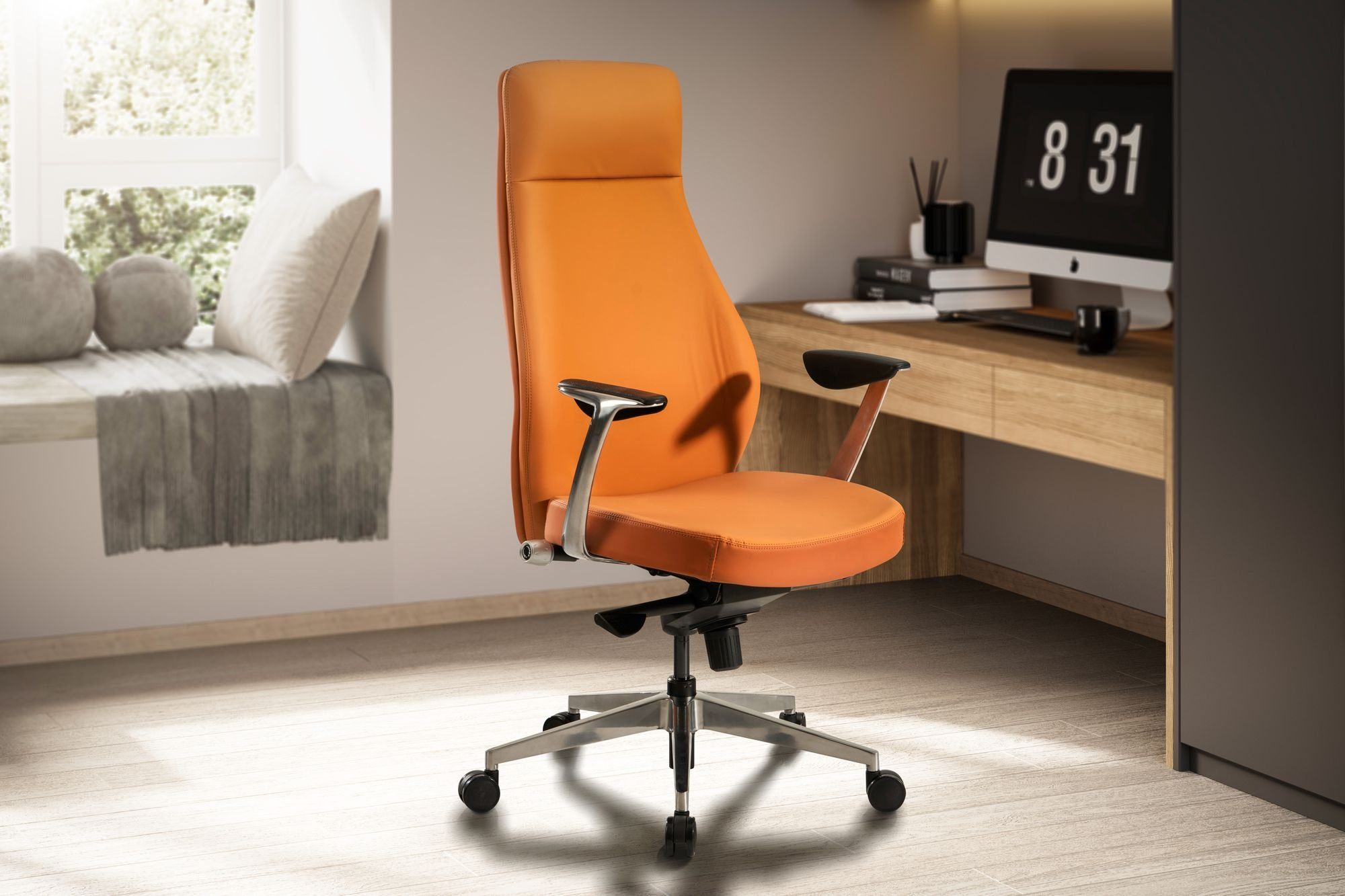 Amstyle Drehstuhl SPM1.449 (Bürostuhl Bürosessel Schreibtischstuhl 120 bis Caramel, kg, Design Modern), Kunstleder Chefsessel