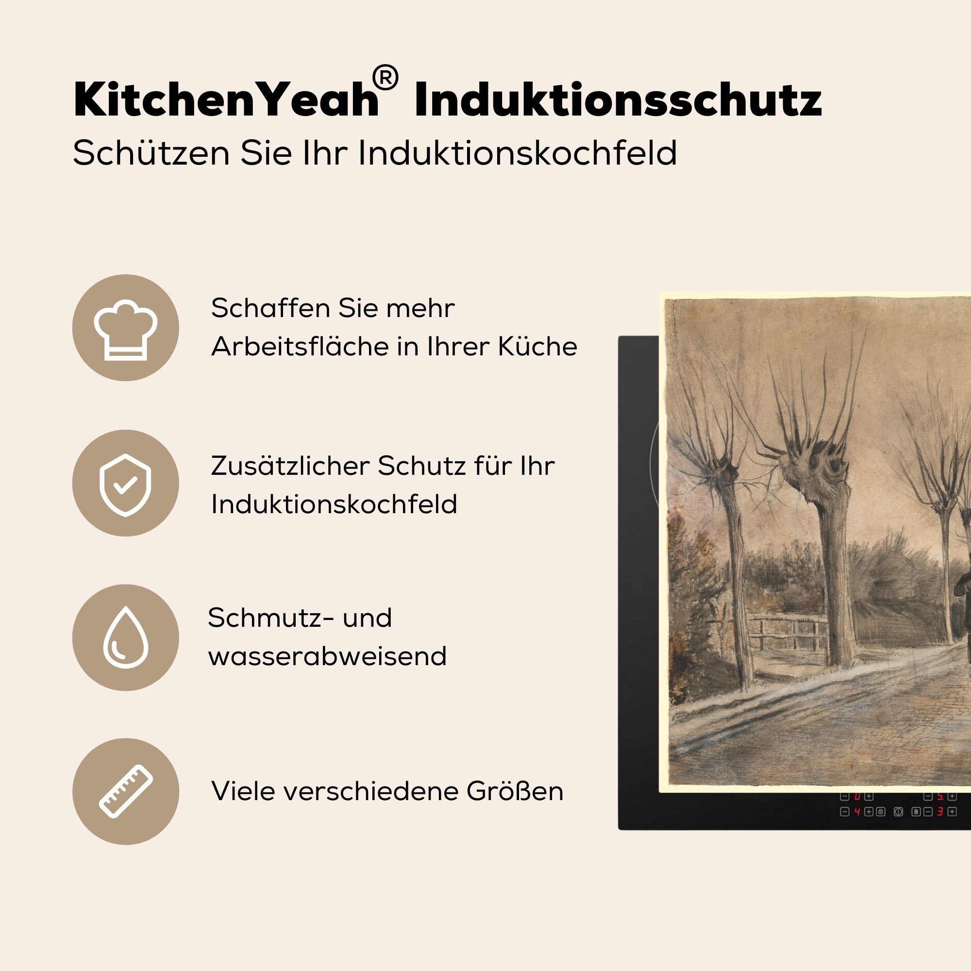 (1 Straße Schutz tlg), MuchoWow für Gogh, - Ceranfeldabdeckung cm, Vinyl, Etten Herdblende-/Abdeckplatte Vincent küche, in Induktionskochfeld die van 81x52