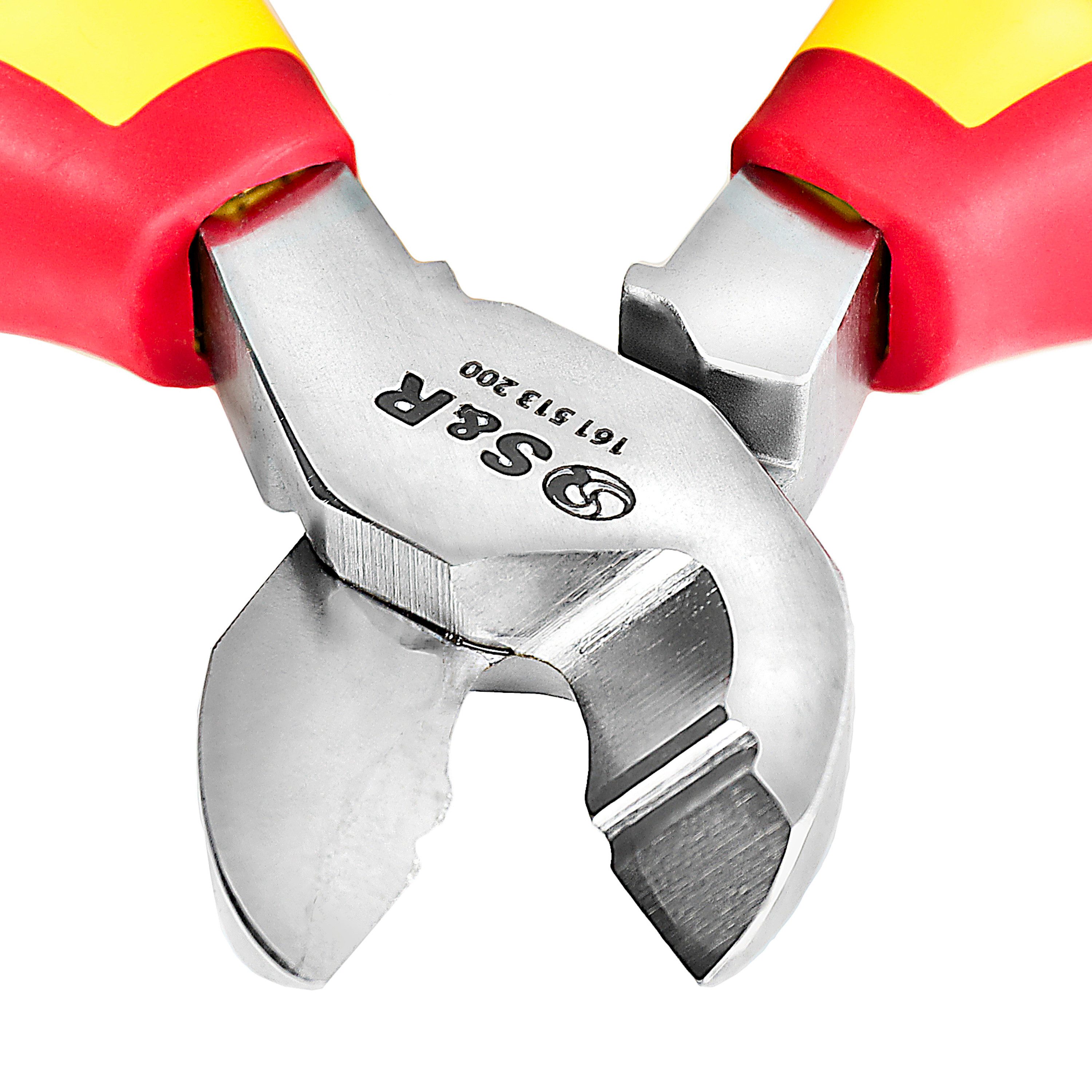 S&R Seitenschneider Kabelschere VDE geprüft bis 1000V, 200 mm, hochwertiger 70C Stahl, 1-tlg., Härte 66 HRC, Profi Kabelschneider für Elektriker, Montage, Werkstatt