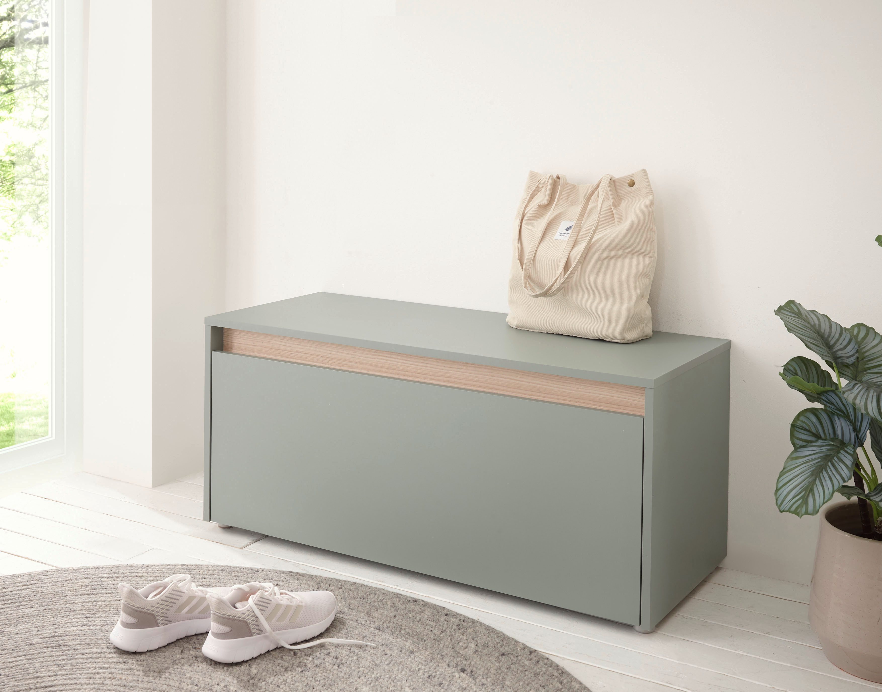 Home affaire Schuhbank GiRON/CiTY, Garderobenbank mit Klappe, Sitzbank in vier Farben, viel Stauraum, Platz für ca. 8 Paar Schuhe, 100 cm breit