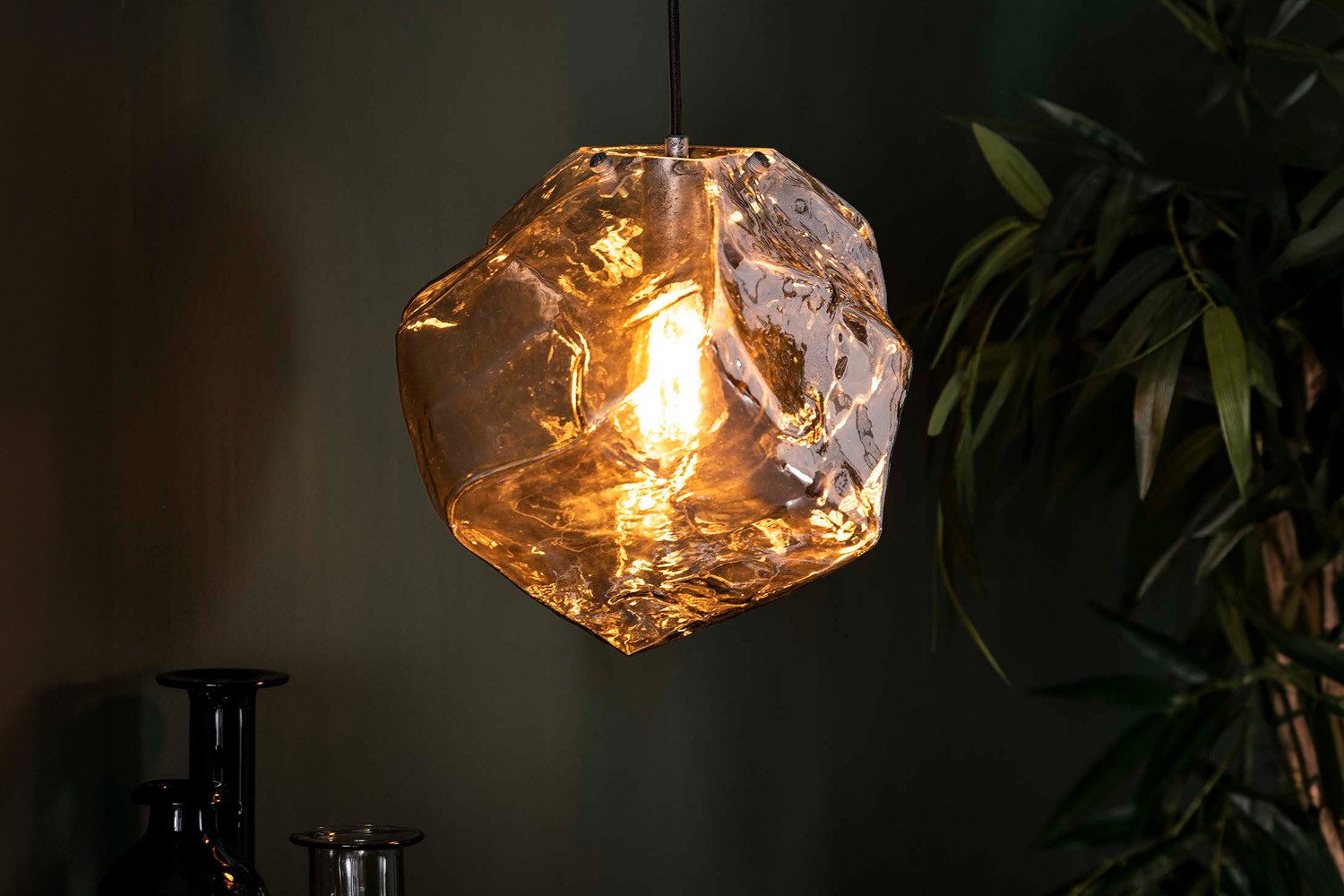 KAWOLA Hängeleuchte EDESSA, Hängelampe Glas silber