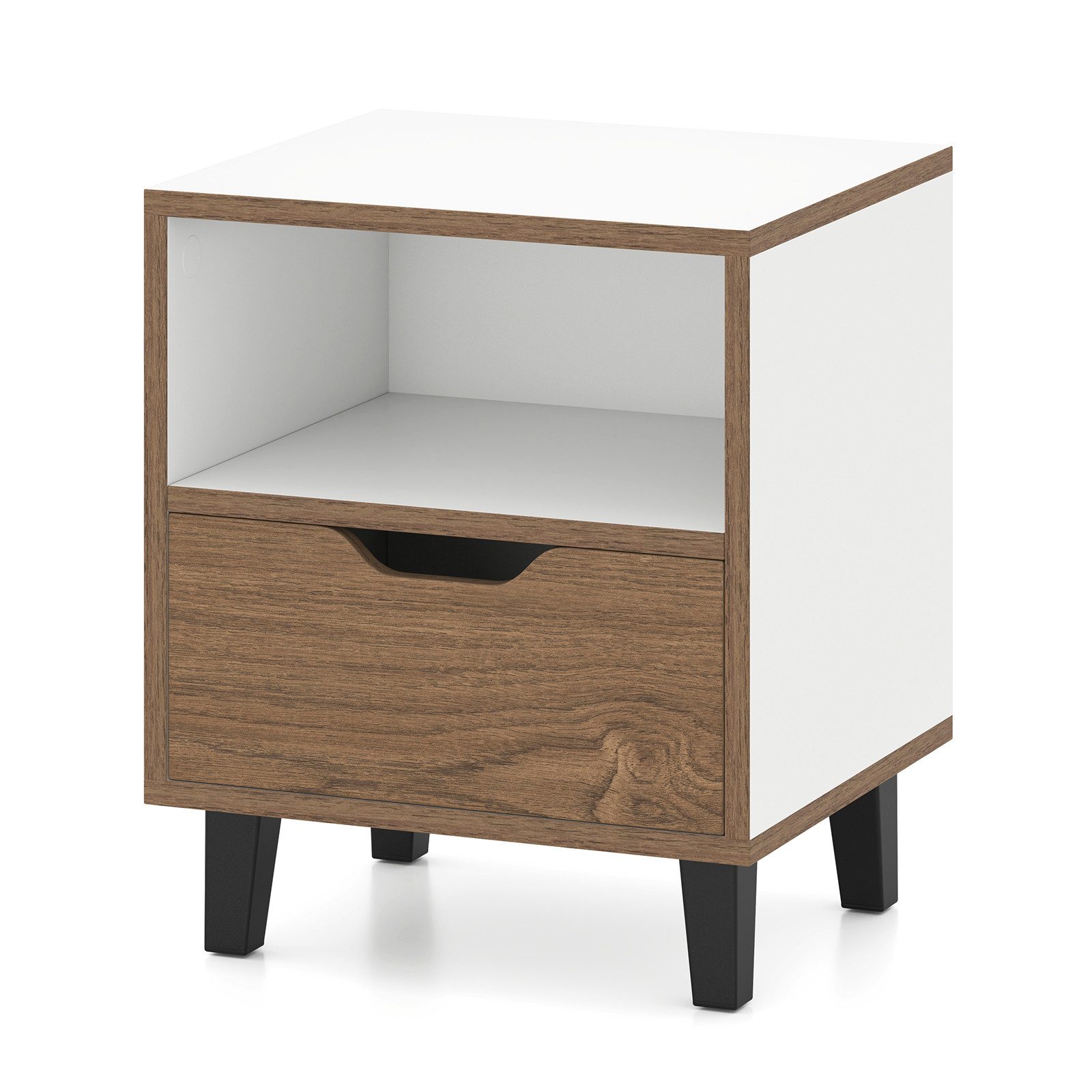 KOMFOTTEU Nachttisch (1-St), mit Schublade und offener Ablage, 37 × 33 × 44 cm