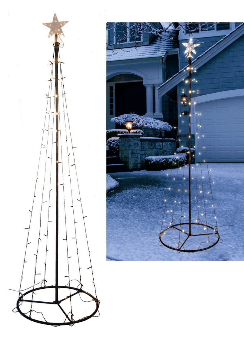 Leuchte, Kegelform Weihnachtsbaum 90 Indoor LED 180 in warmweiß, mit Lichterbaum / - cm Spetebo Deko 180 LED - cm Baum ca. Outdoor LED