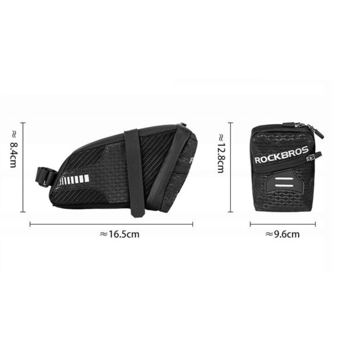 ROCKBROS Satteltasche C29 BK (1x Fahrradtasche), Satteltasche mit 1,5 l Volumen und Reflektoren