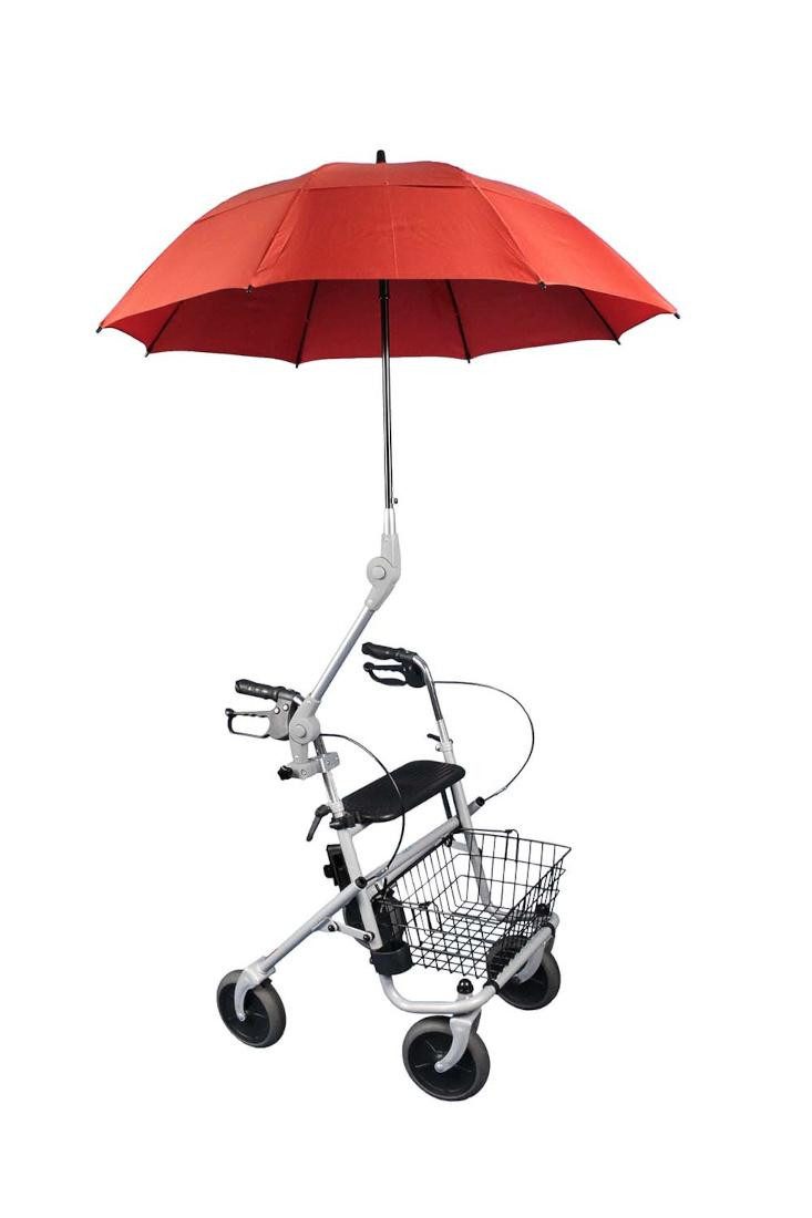 FabaCare Rollator Regenschirm mit Halterung für Rollatoren, Schirm für Gehwagen