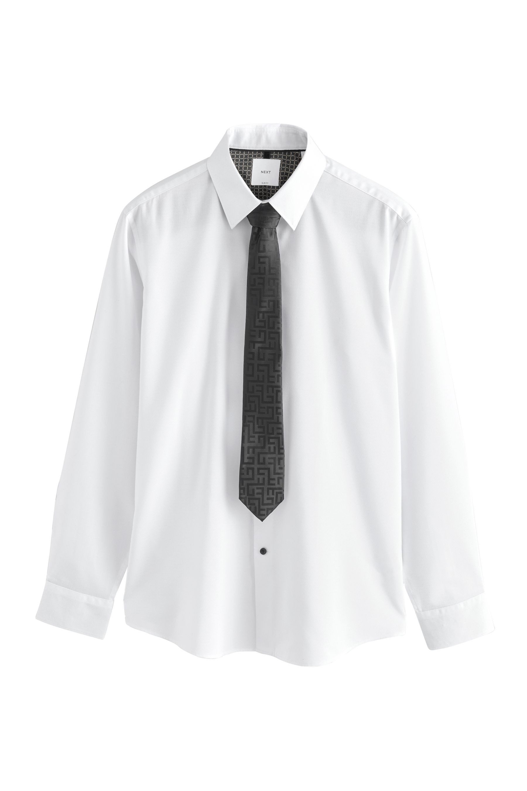 Langarmhemd Slim Fit Party-Hemd mit Krawatte im Set