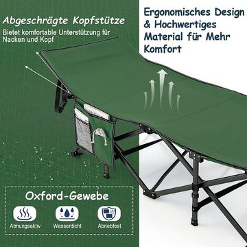 KOMFOTTEU Feldbett Campingbett klappbar mit Seitentasche, bis 272 kg, 190x72x51cm