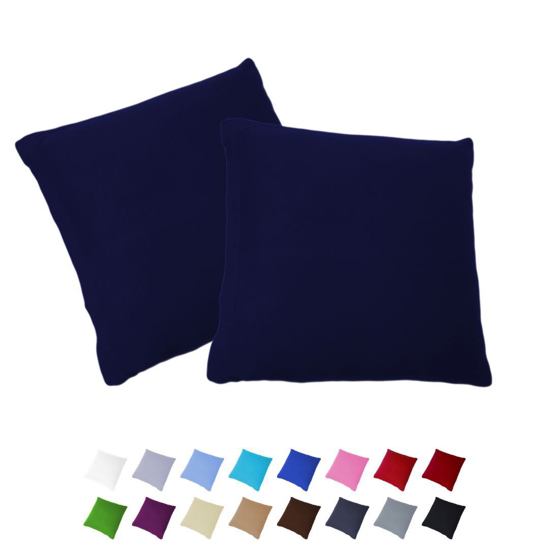Kissenbezüge Kissenbezug 100% Baumwolle Premium Jersey, Buymax (2 Stück), Kissenhüllen, Reißverschluss, atmungsaktiv, unifarben, einfarbig