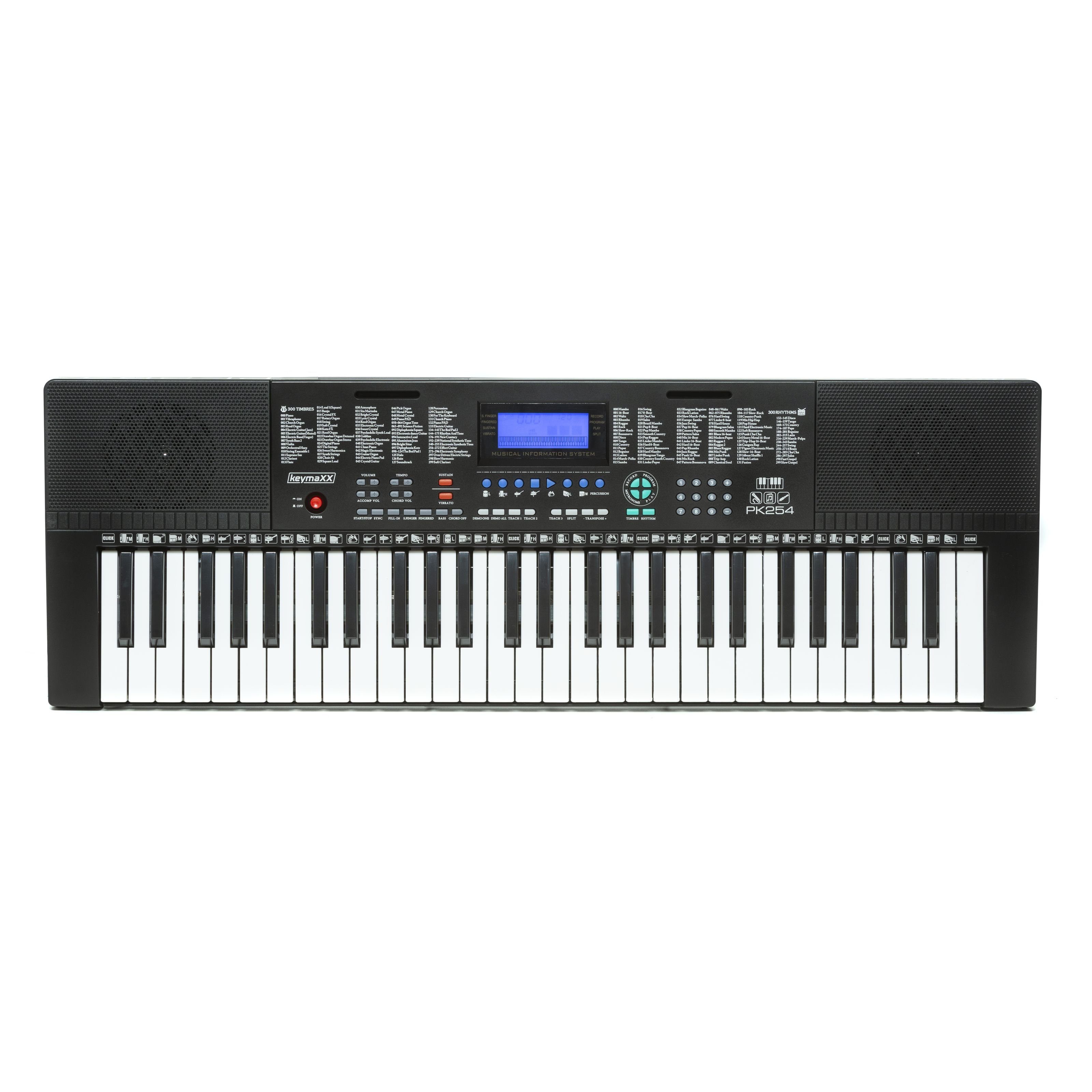 keymaXX Home-Keyboard (Kinder Keyboard mit 54 Tasten Mikrofon Notenhalter Effekte Aufnahme- und Lern-Funktion und 30 Demo Songs Keyboard lernen für Anfänger und Kinder schwarz PK 254, Keyboards, Home Keyboards), Kinder Keyboard, Keyboard lernen, Anfänger Keyboard