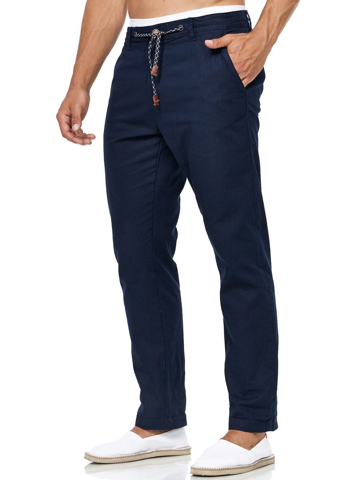 Indicode Leinenhose Herren Veneto Sommerhose Leinen Herrenhose leichte Sommerhose mit Kordelzug