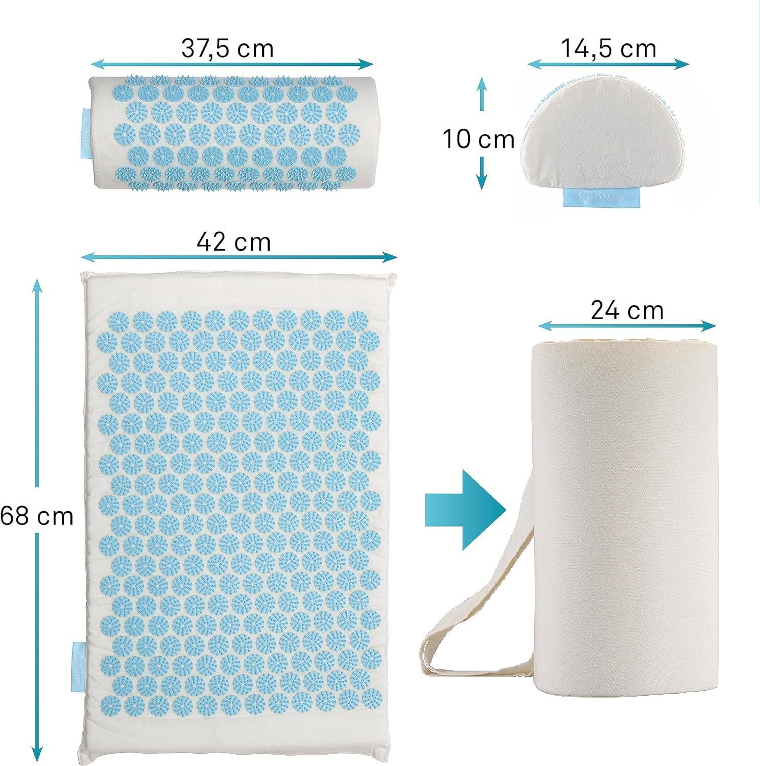 Fitleap Akupressurmatte Set mit Kissen, Massage-Matte zur wohltuenden Entspannung und Stimula…