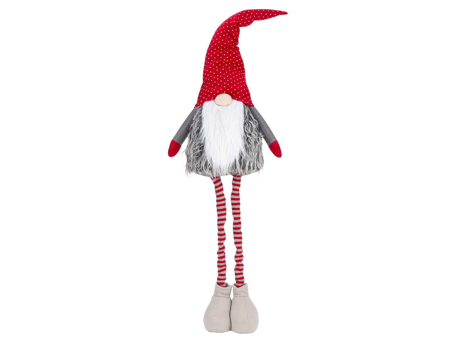 Mel-O-Design Dekofigur 4167 XXL Schlafmützenwichtel aus Filz rot/grau mit Teleskopbeinen (Stück, 1 St., 1), Weihnachten