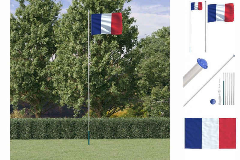 vidaXL Fahne Französische Flagge mit Mast 6,23 m Aluminium Fahnenmast