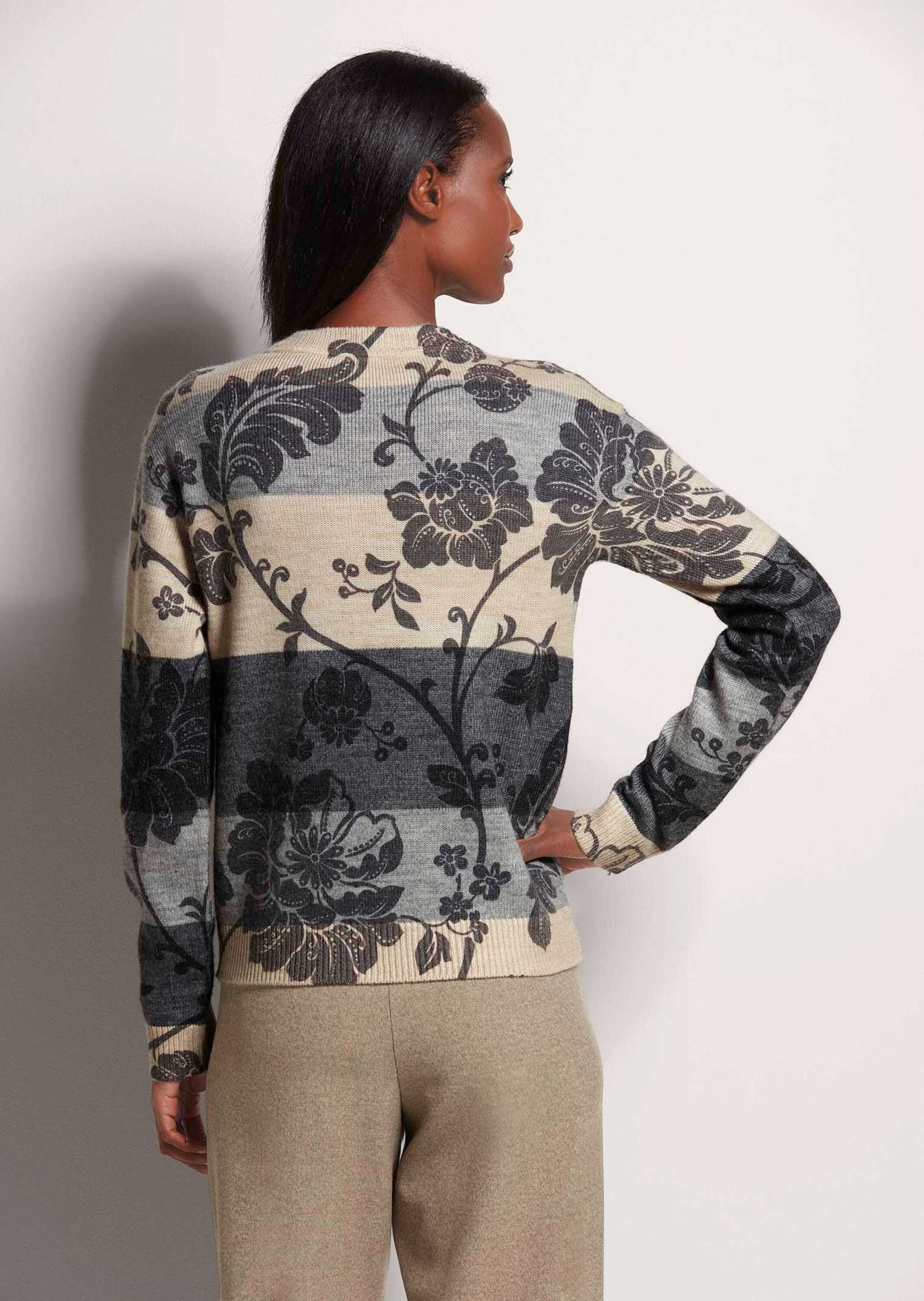 MADELEINE Strickpullover Rundhals-Pullover im Muster-Mix Rundhals Oberteil mit Muster, langärmelig, italienische Garnmischung