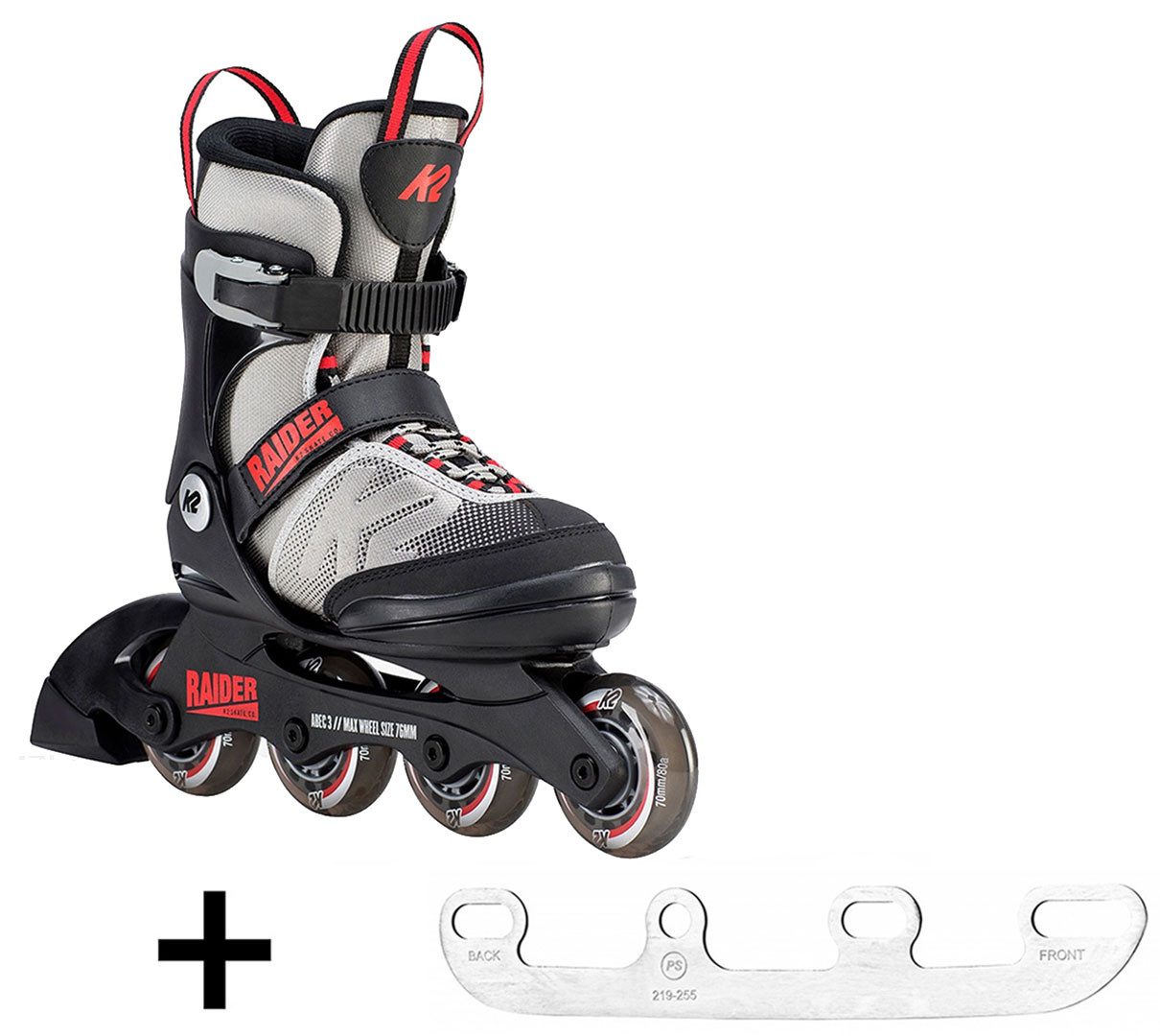 Inlineskates K2 RAIDER Kinder Inline Skate grey/red/black mit Schlittschuh Eiskufen