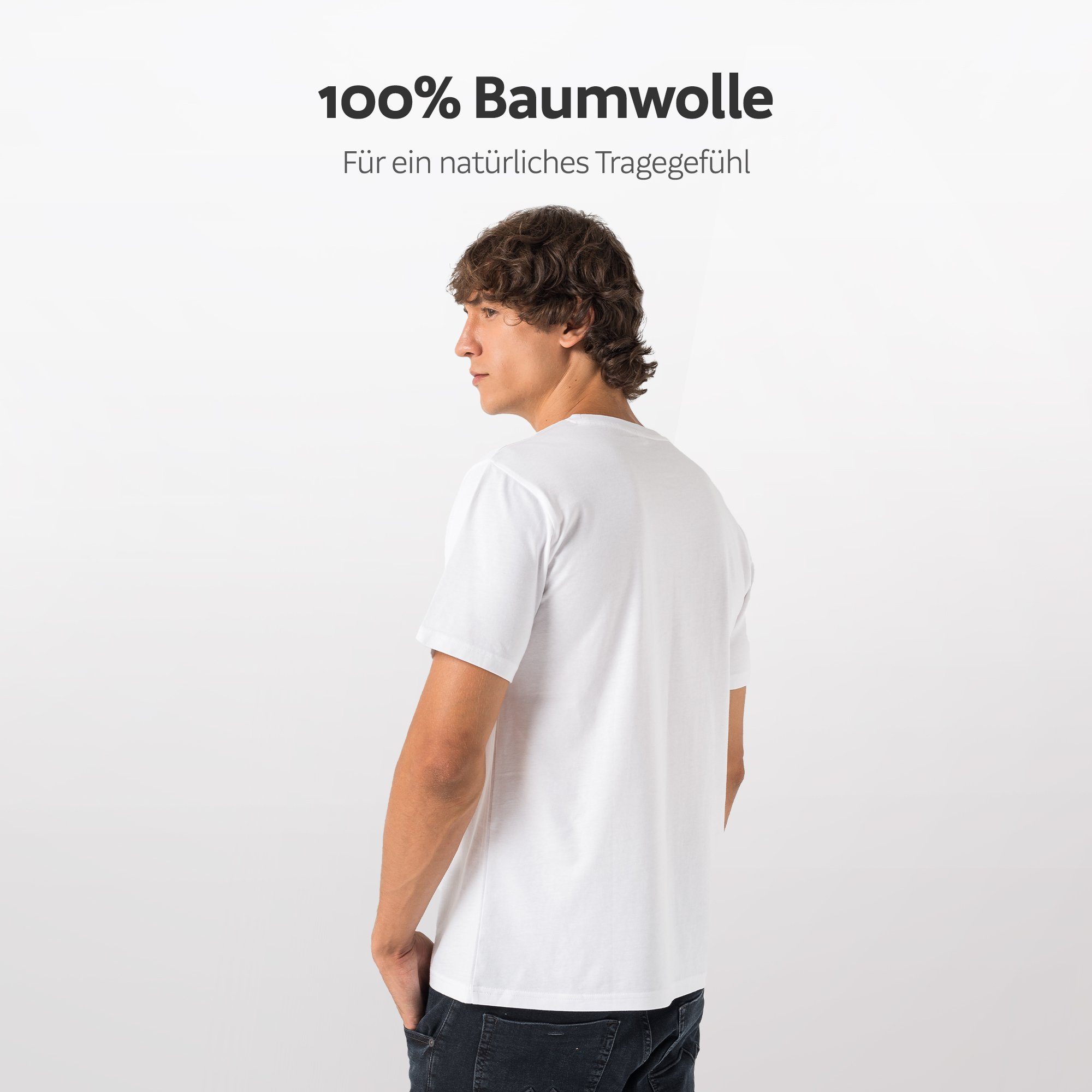 Set aus & (Packung, Tshirt Unifarbe Fit Son 3er-Pack) Männer Burnell 3x Baumwolle Weiss Basic (S-5XL) Herren in 100% T-Shirt 3-tlg., Regular