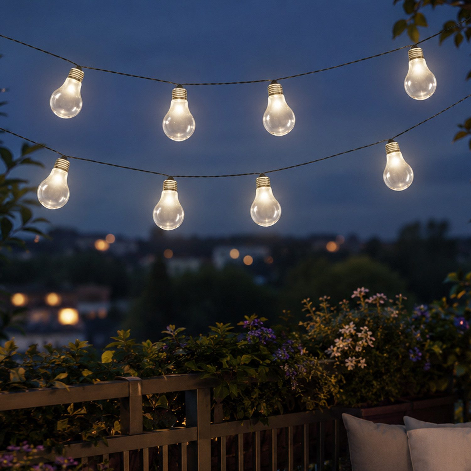 MARELIDA LED-Lichterkette Solar Lichterkette 10 Glühbirnen transparent Außen Balkon 4,5m outdoor, 10-flammig