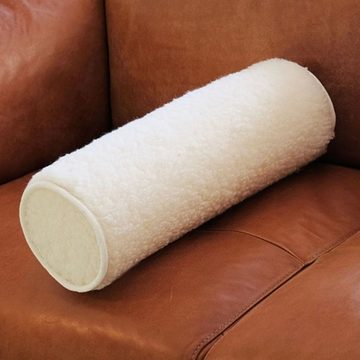 Sesselschoner Schurwolle-Kissen mit Nackenrolle K&N, ideales Stützkissen für Sofa und Bett