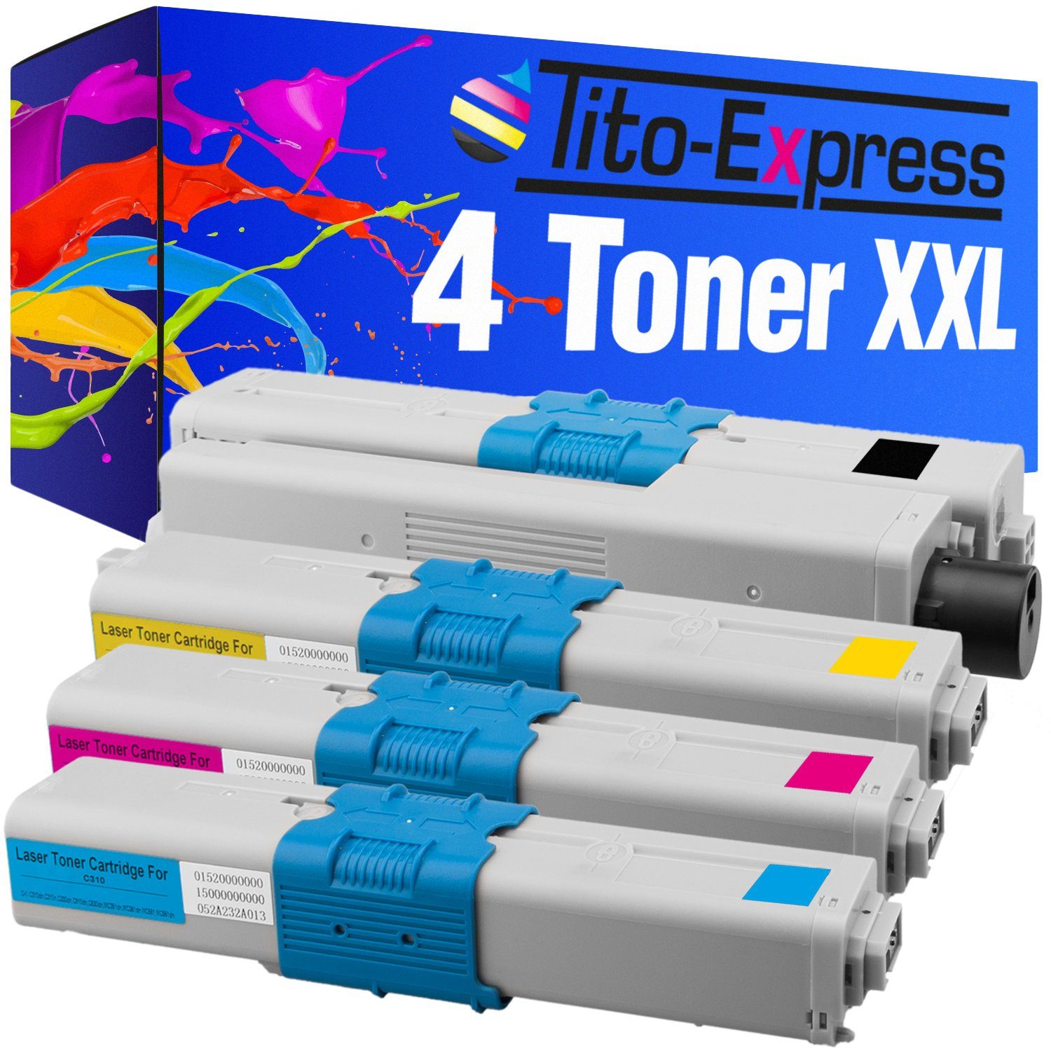 Tito-Express Tonerpatrone 4er Set ersetzt Oki C 301 Oki C-301 Oki301 Oki C 321 Oki C-321 OkiC321, für C-301DN C-321DN MC-332DN MC-340 Series MC-342DN MC-342DNW