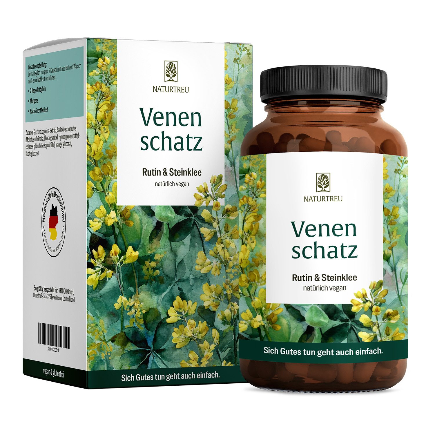 Naturtreu Venenschatz Kapseln, 1 er 120 St., 67 g, Durchdachte Entwicklung, Vegan, Laborgeprüft, Hochwertige Inhaltstoffe