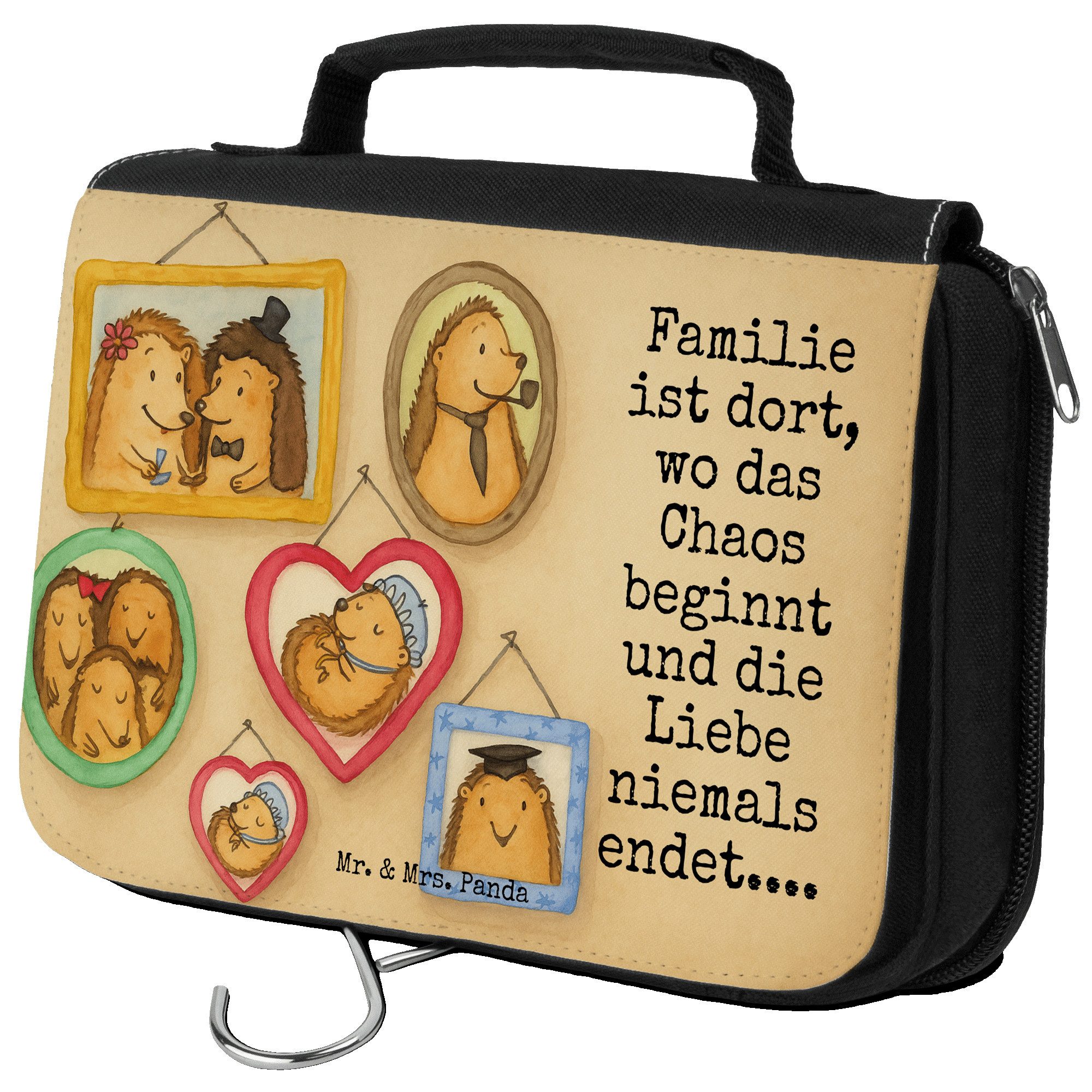 Kulturbeutel Igel Familie Design, beautycase, Weiß, Liebe, Mama, Kosmetiktasche, M