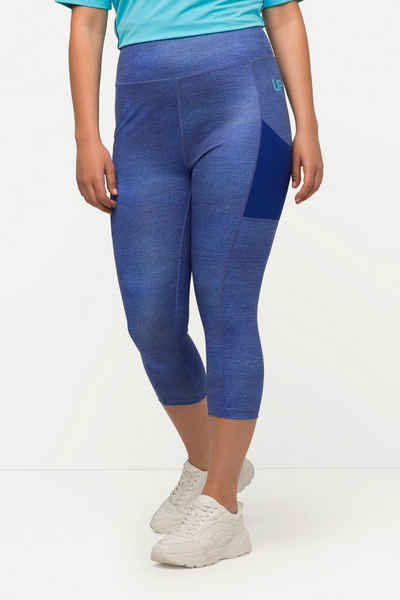 Ulla Popken Lederimitathose 3/4-Leggings Jeansoptik recycelt schnelltrocknend