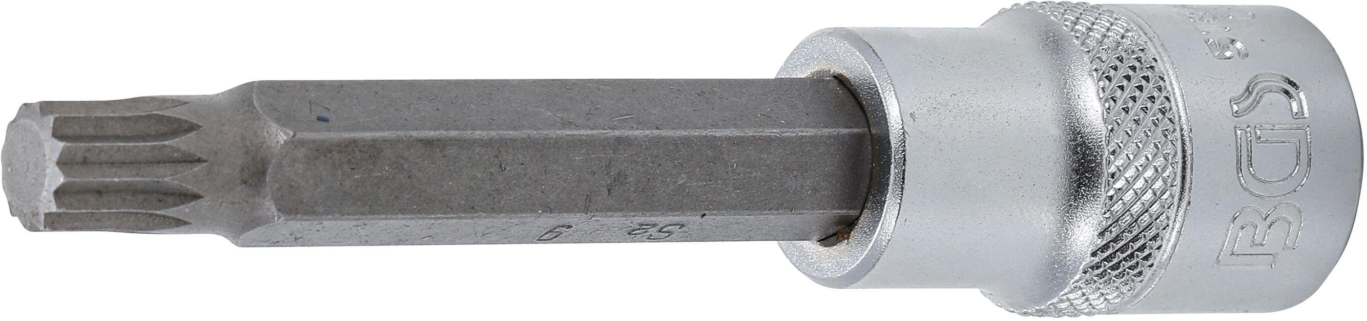 BGS technic Bit-Schraubendreher Bit-Einsatz, Länge 100 mm, Antrieb Innenvierkant 12,5 mm (1/2), Innenvielzahn (für XZN) M9
