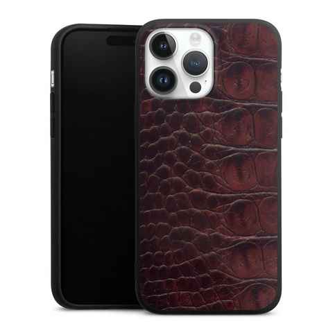 DeinDesign Handyhülle Krokodil Leder Animalprint Croco dark brown, Apple iPhone 14 Pro Max Silikon Hülle Premium Case Handy Schutzhülle