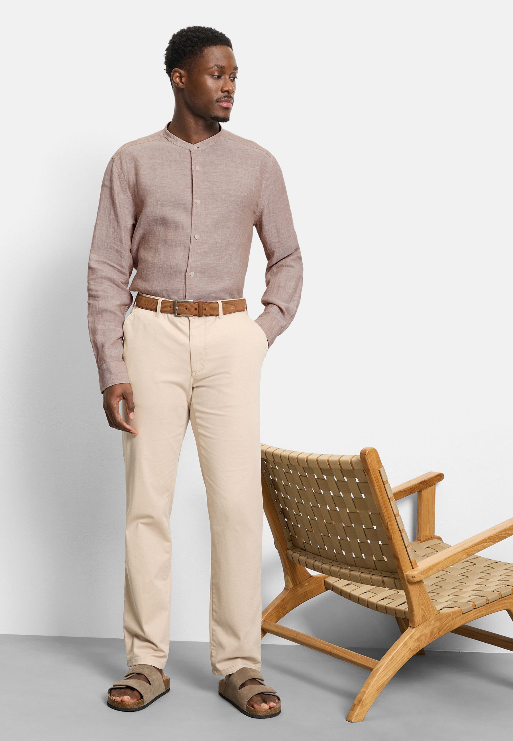 OLYMP Langarmhemd OLYMP Casual, Regular Fit, Stehkragen