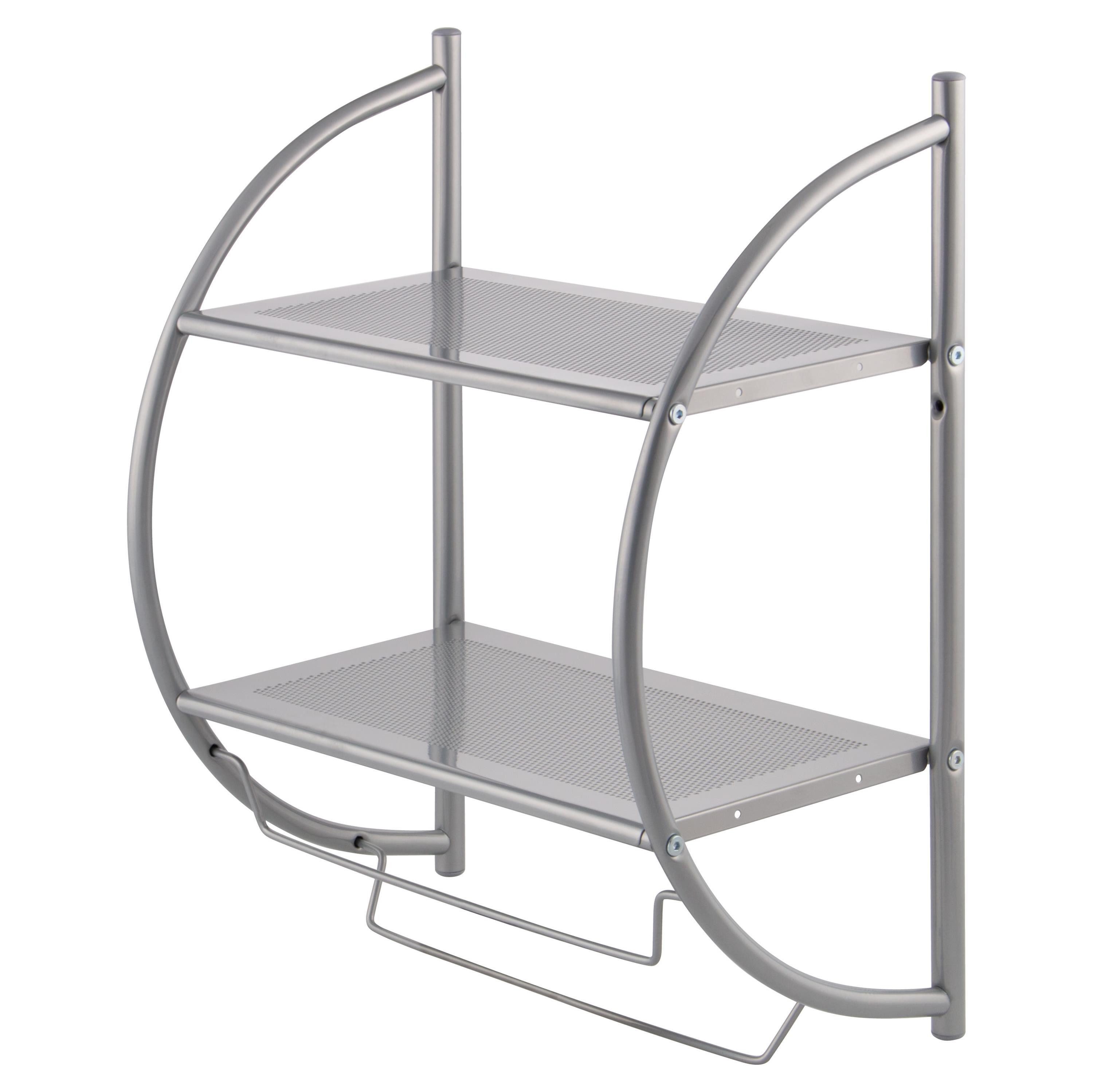 bremermann Handtuchhalter Badezimmerregal 2in1, 2 Ablagen, 2 Handtuchhalter, 56 x 43,5 cm, grau