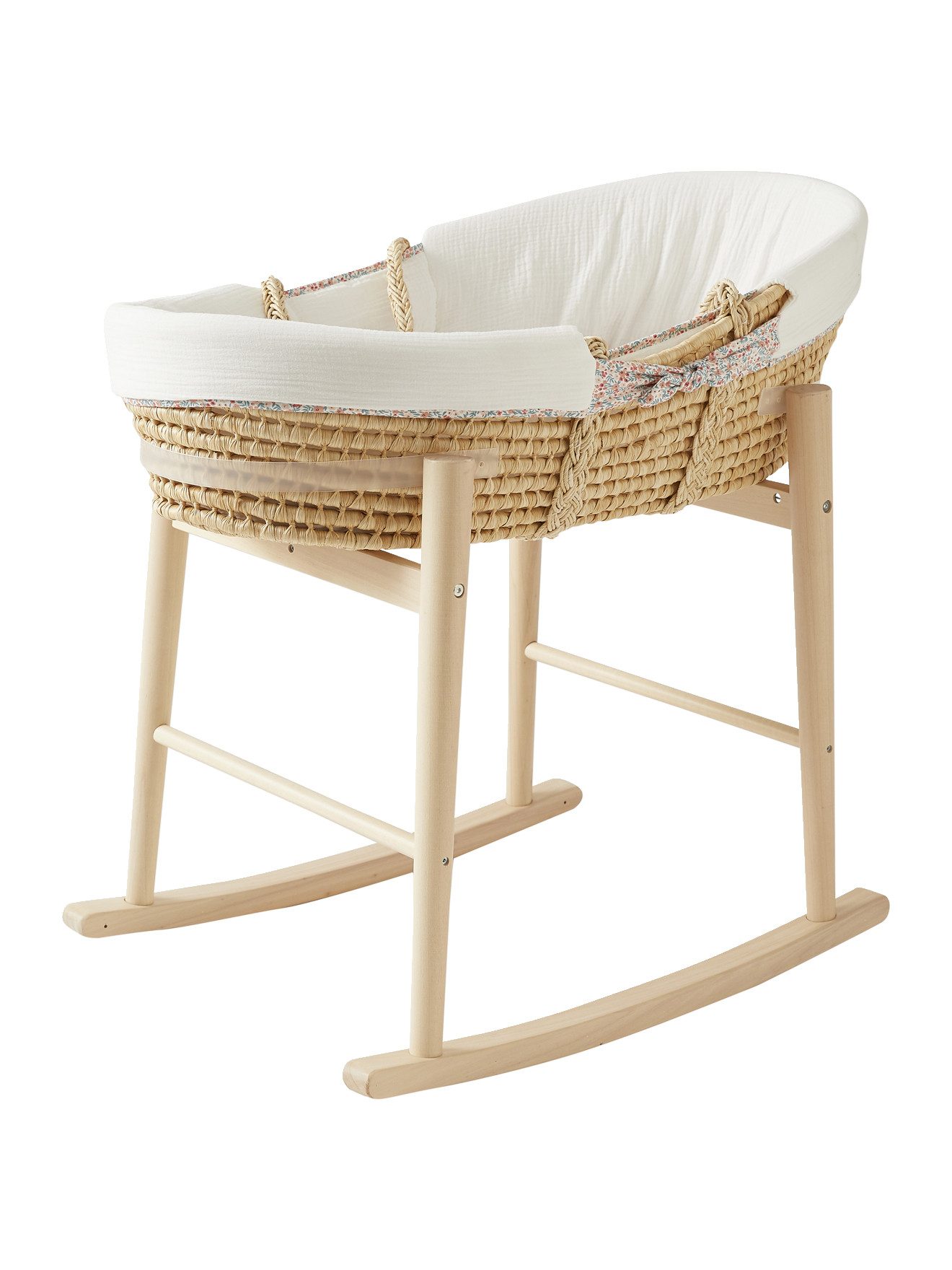 vertbaudet Wippgestell Wiegen-Ständer für Baby Tragekorb, Holz