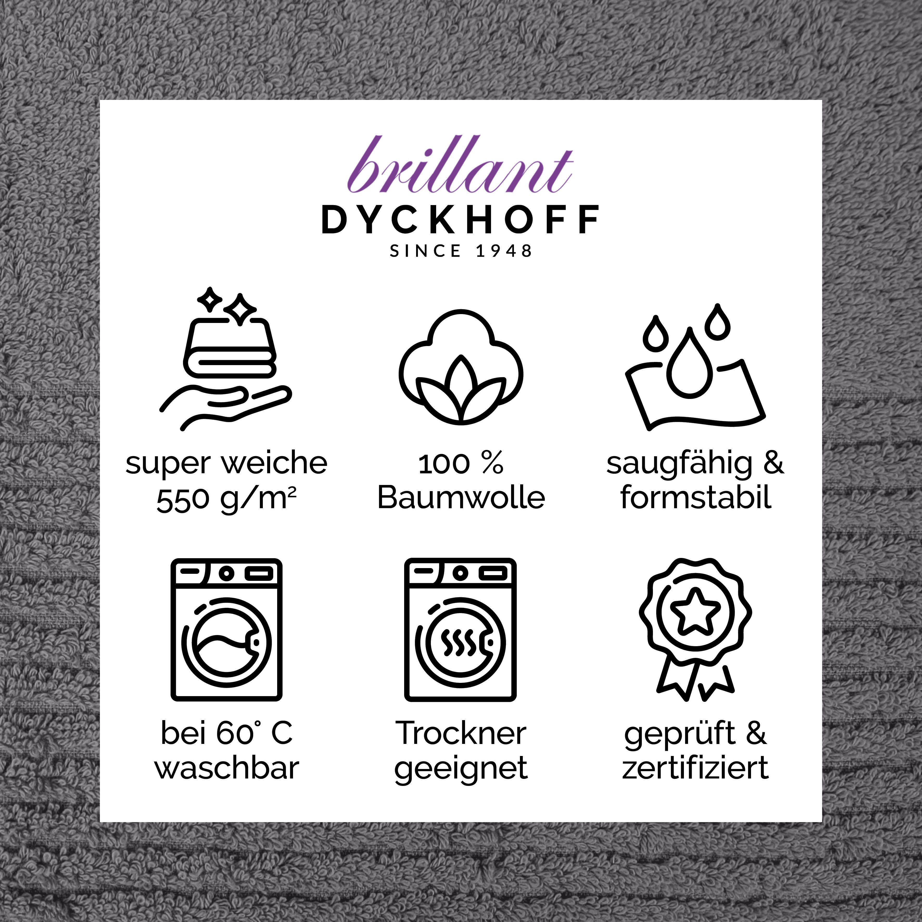 Dyckhoff Duschtuch Duschtuch BRILLANT, Baumwolle, 70x140 cm, 550 g/m², Frottier (Packung, 1-St), Baumwolle