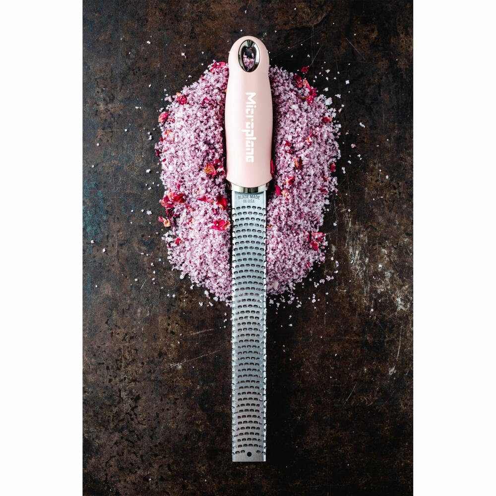 Dusty Klinge Premium Dusky Rose, photogeätzte Microplane Classic Pink Edelstahl, Kunststoff, Küchenreibe
