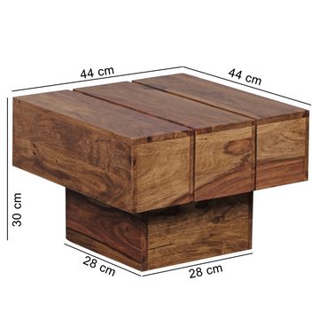 Wohnling Beistelltisch WL1.755 (Sheesham Massivholz 44x44x30 cm, Tisch Quadratisch), Kleiner Wohnzimmertisch, Sofatisch Couchtisch