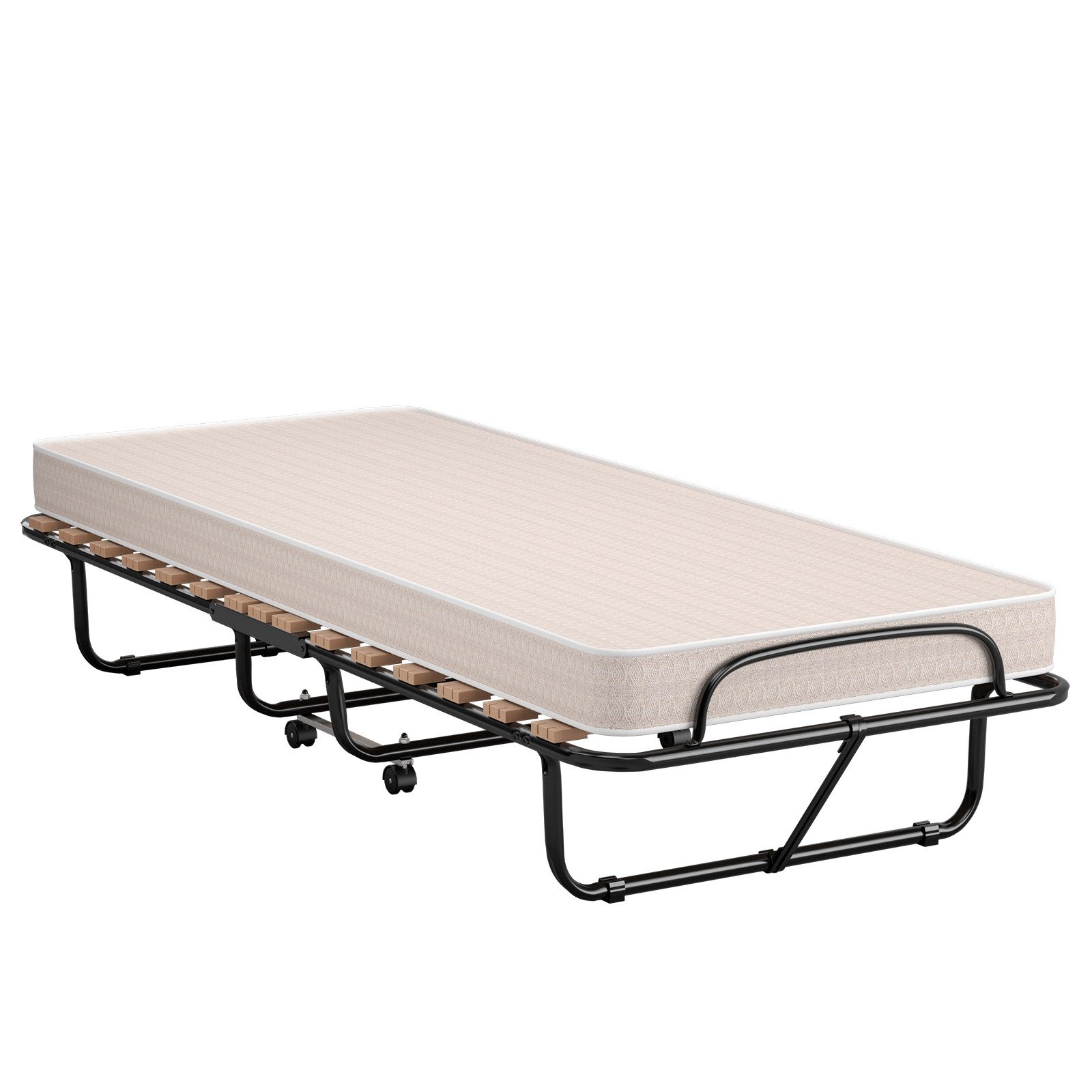 COSTWAY Gästebett klappbar, 80x190cm mit Matratze, 120kg, rollbar