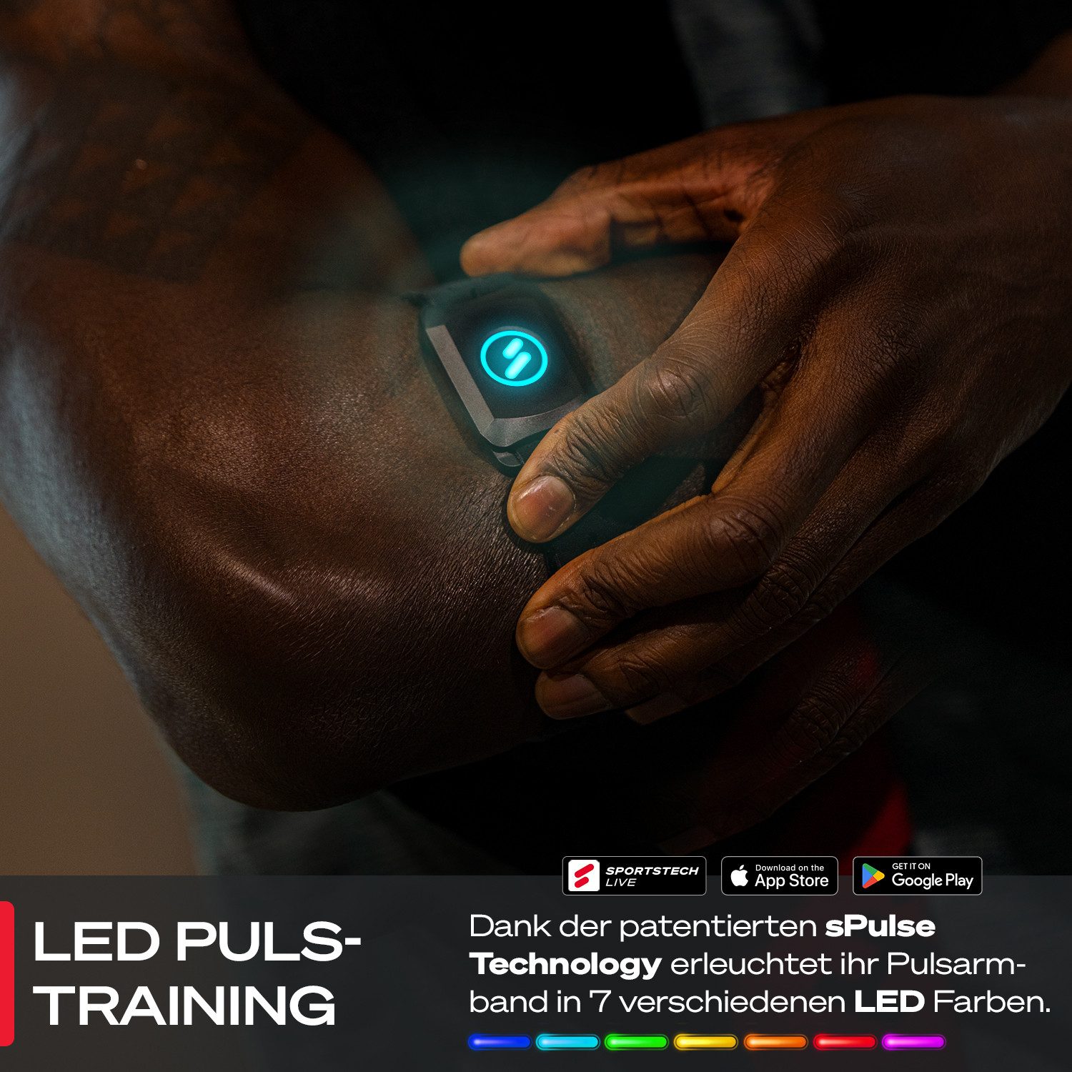 Sportstech Pulsgurt sPulse, Bluetooth & ANT+, LED Feedback