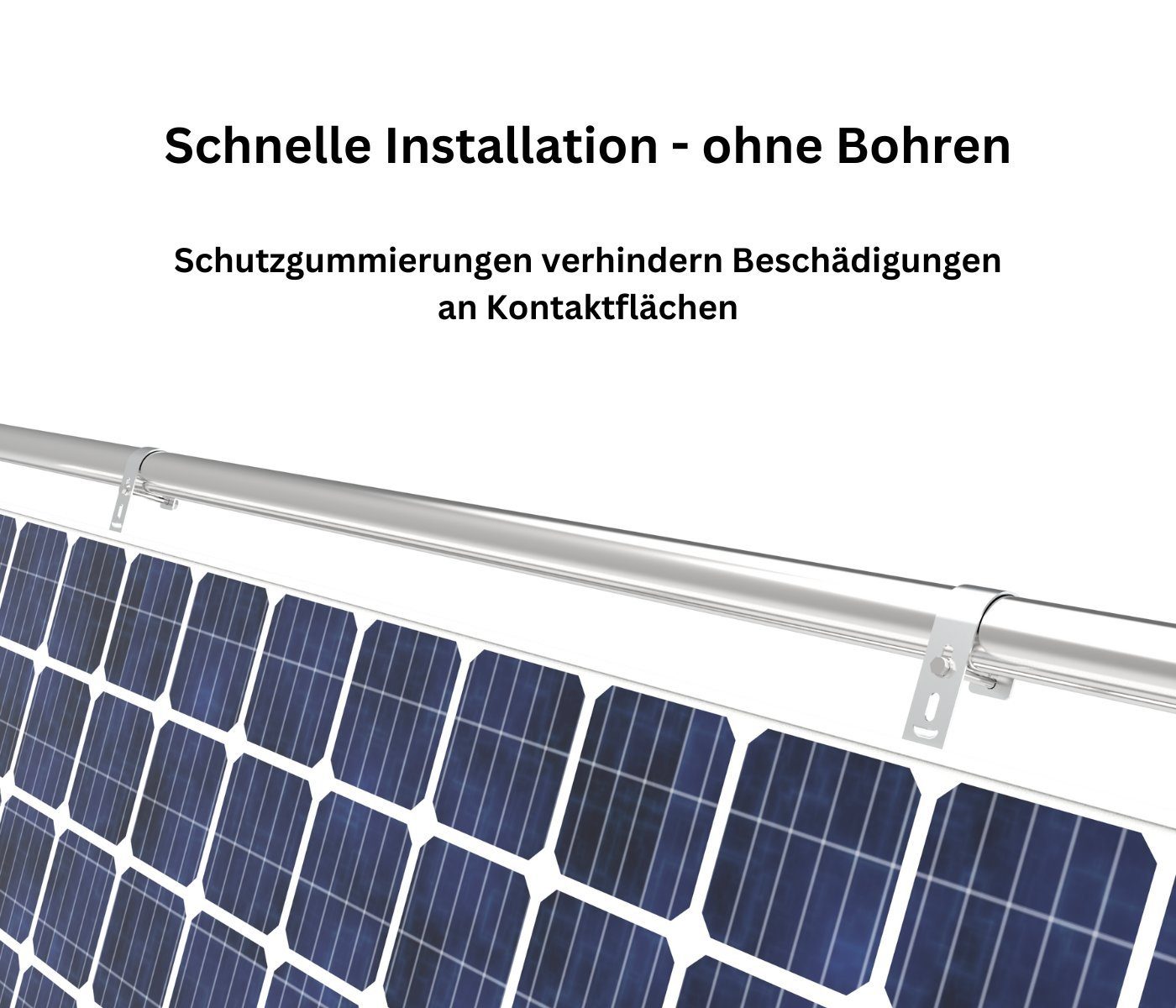 smartEC Solarmodul-Halterung SOLAR ALLin Balkonhaken-Set Plus für Solarmodule – Balkonkraftwerk, (TÜV geprüft Winkel einstellbar bis ° Geländer Haken Schutzstreifen)