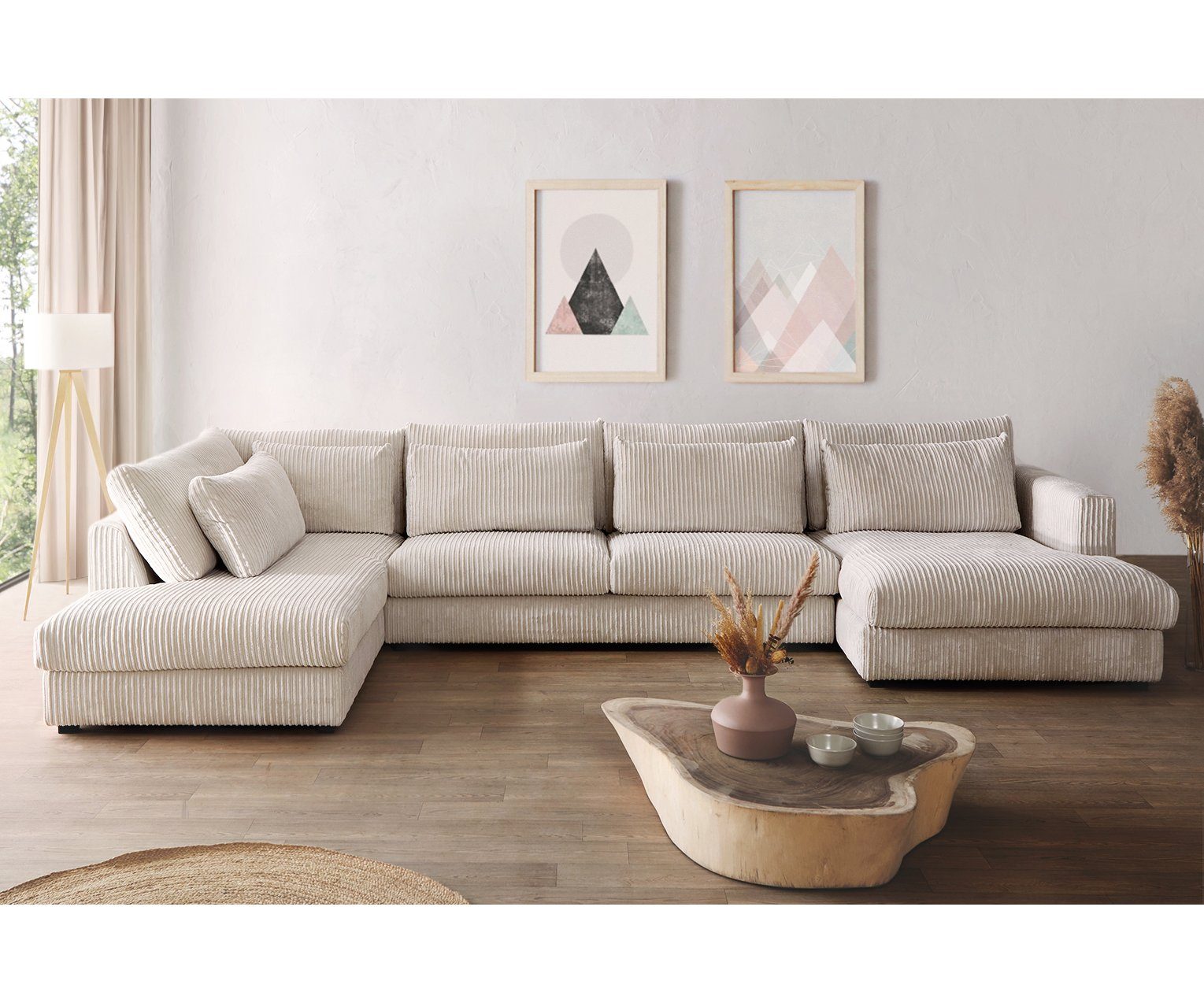 DELIFE Wohnlandschaft Isla, Cord Beige 430x225 günstig online kaufen