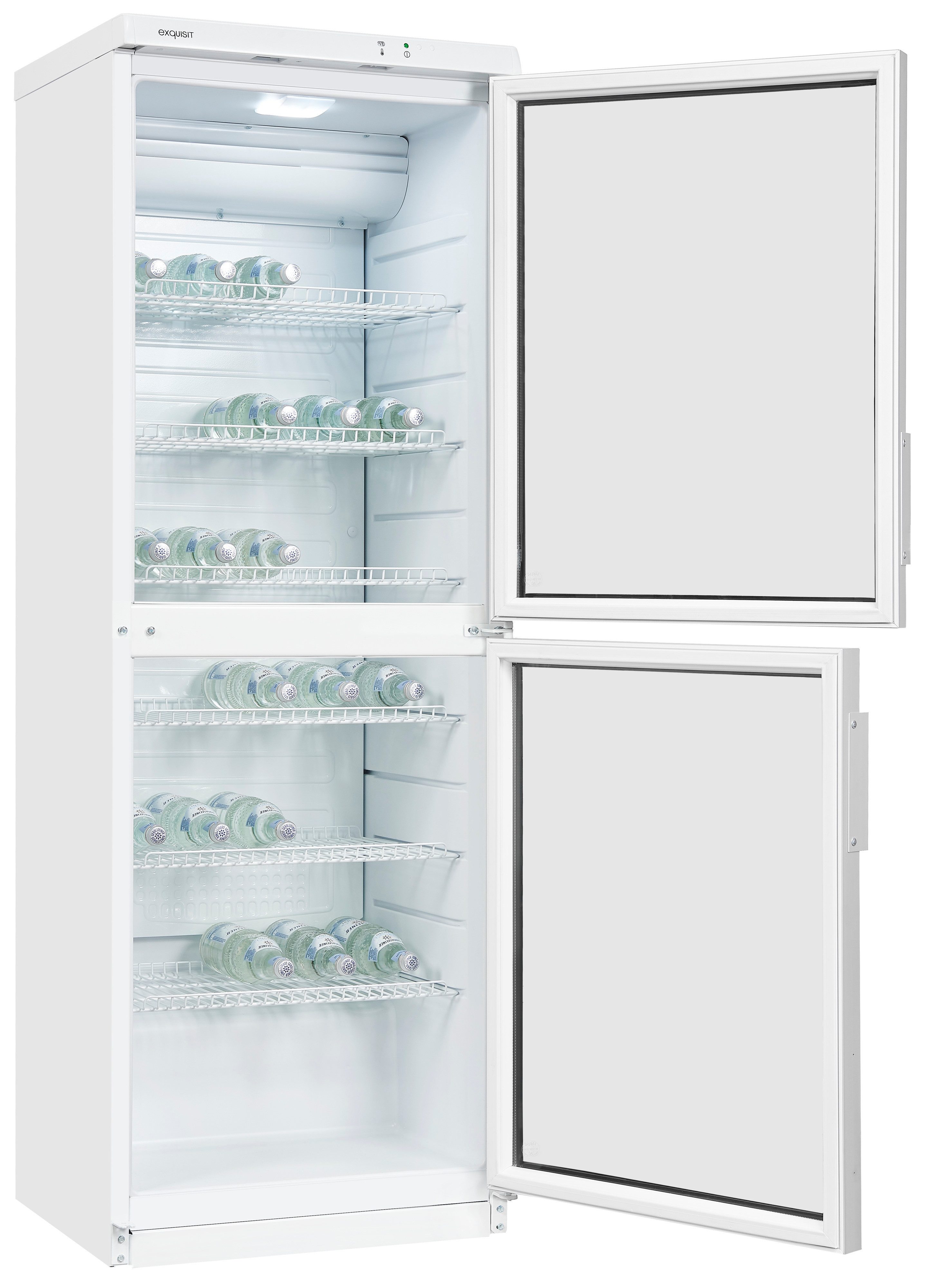 exquisit Getränkekühlschrank GKS350-2-GT-280D weiss, 173 cm hoch, 60 cm breit, 2 Türen für das Entnehmen der Getränke, effizient wenig Kühlverlust
