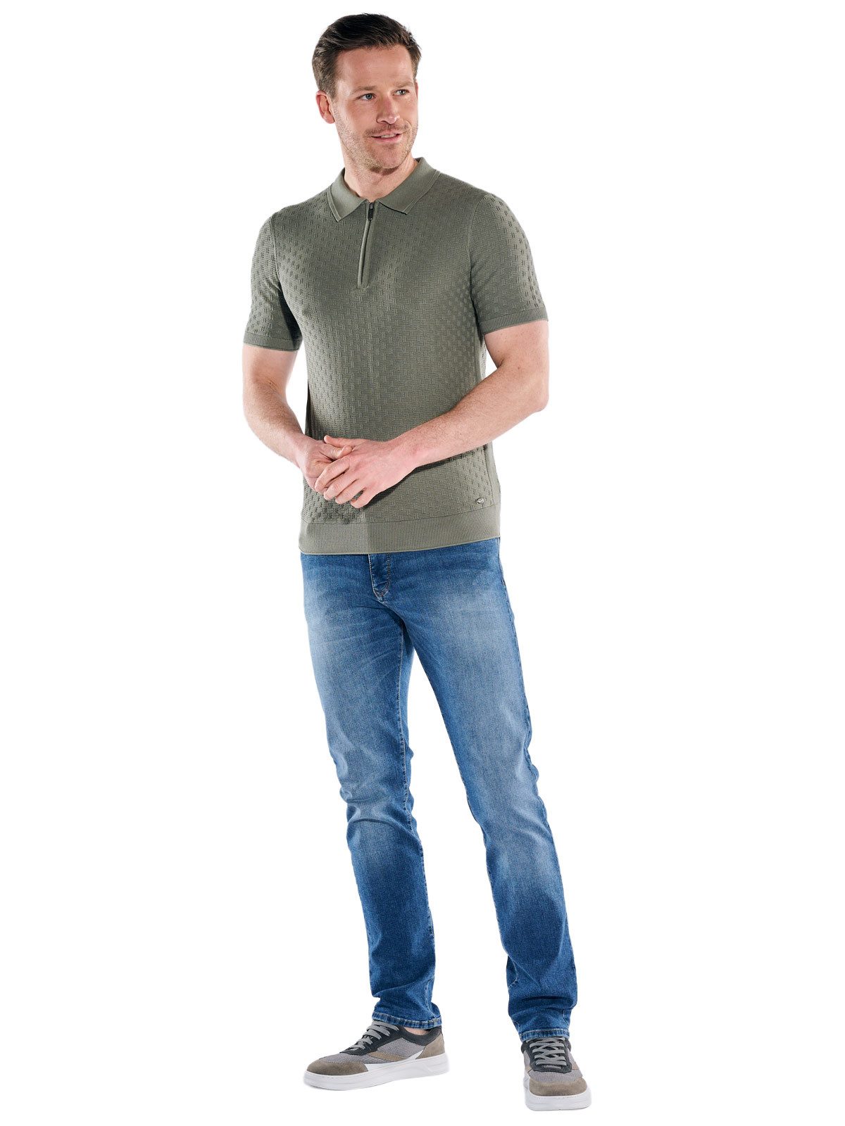 Engbers Poloshirt Herren Modisches Strick-Poloshirt mit Zipper, Dunkelgruen
