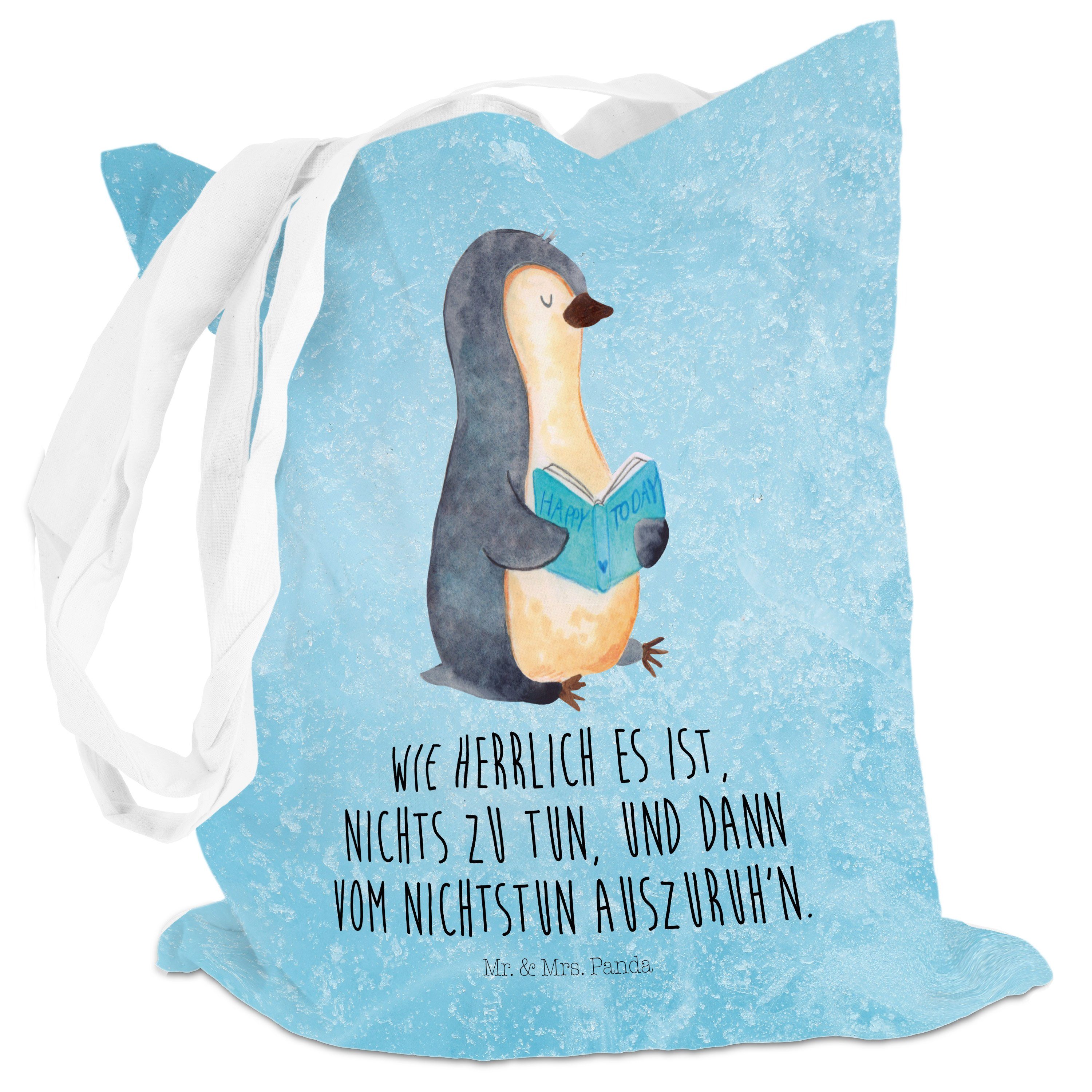 (1-tlg) Faulenzen, Mrs. Pinguin Eisblau Stoffbeutel Panda Tragetasche - Buch - Geschenk, Bücherwurm, Mr. &